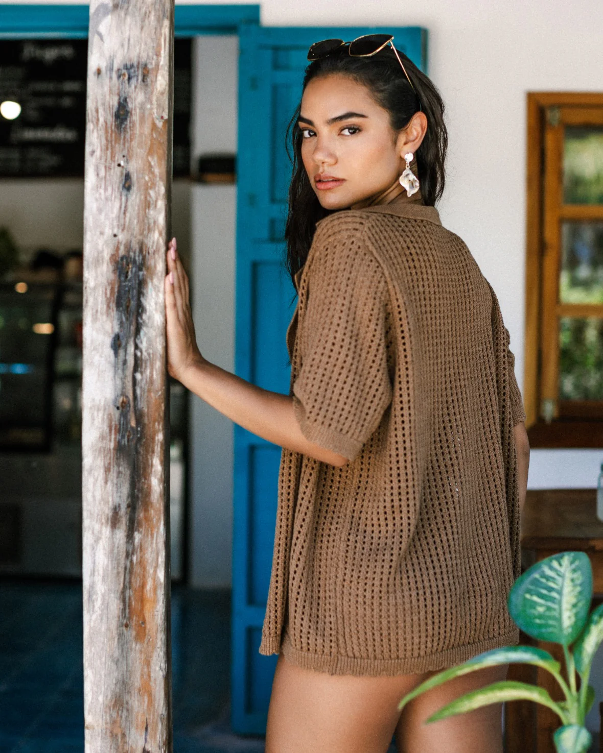 Metallic Knit Short Sleeve Shirt - Image 2