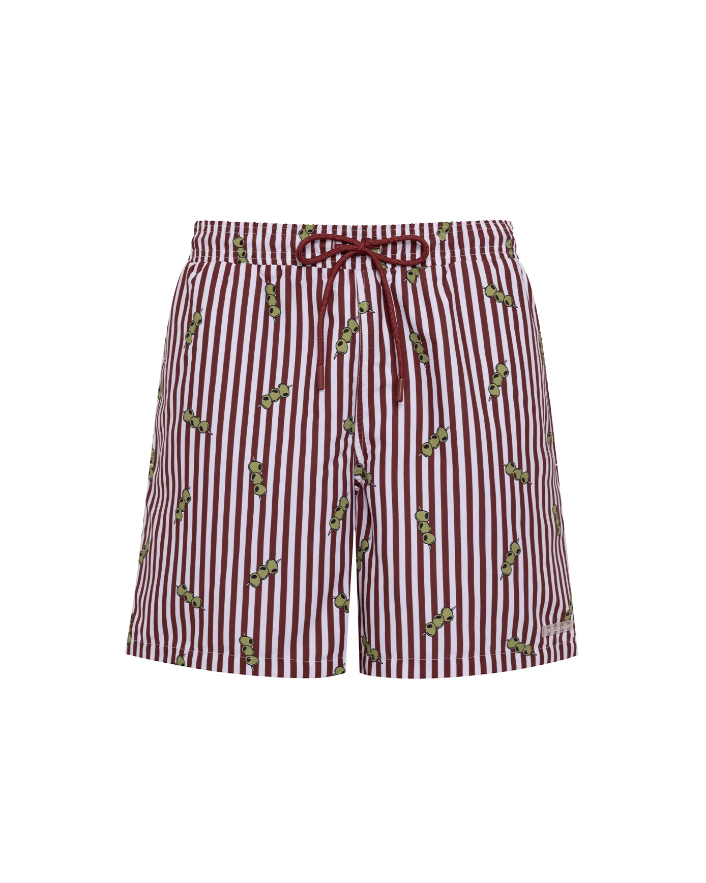 Olive Stripe Print Swim Shorts - Image 5
