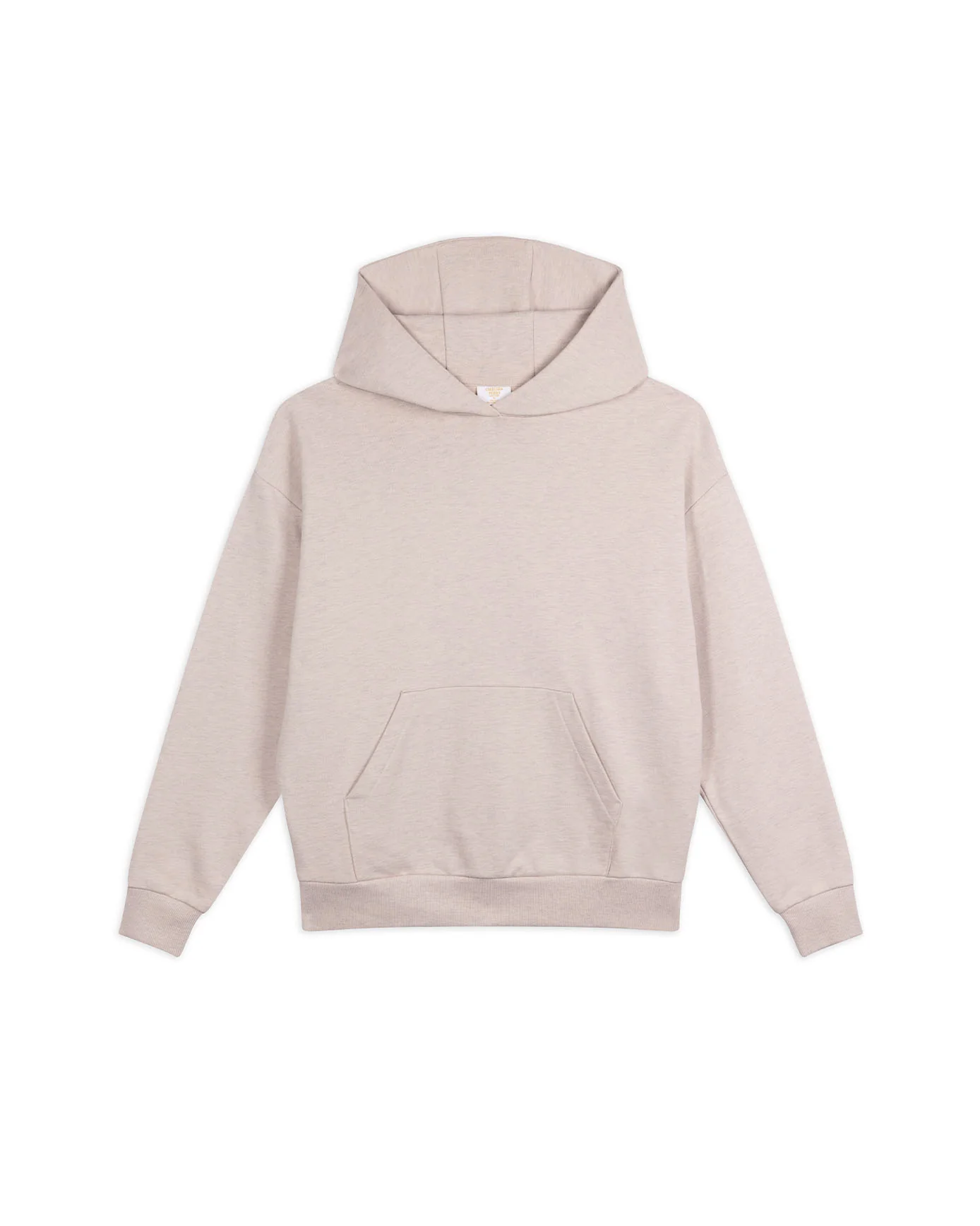 Organic Cotton Back Embroidered Script Logo Hoodie - Beige - Image 5