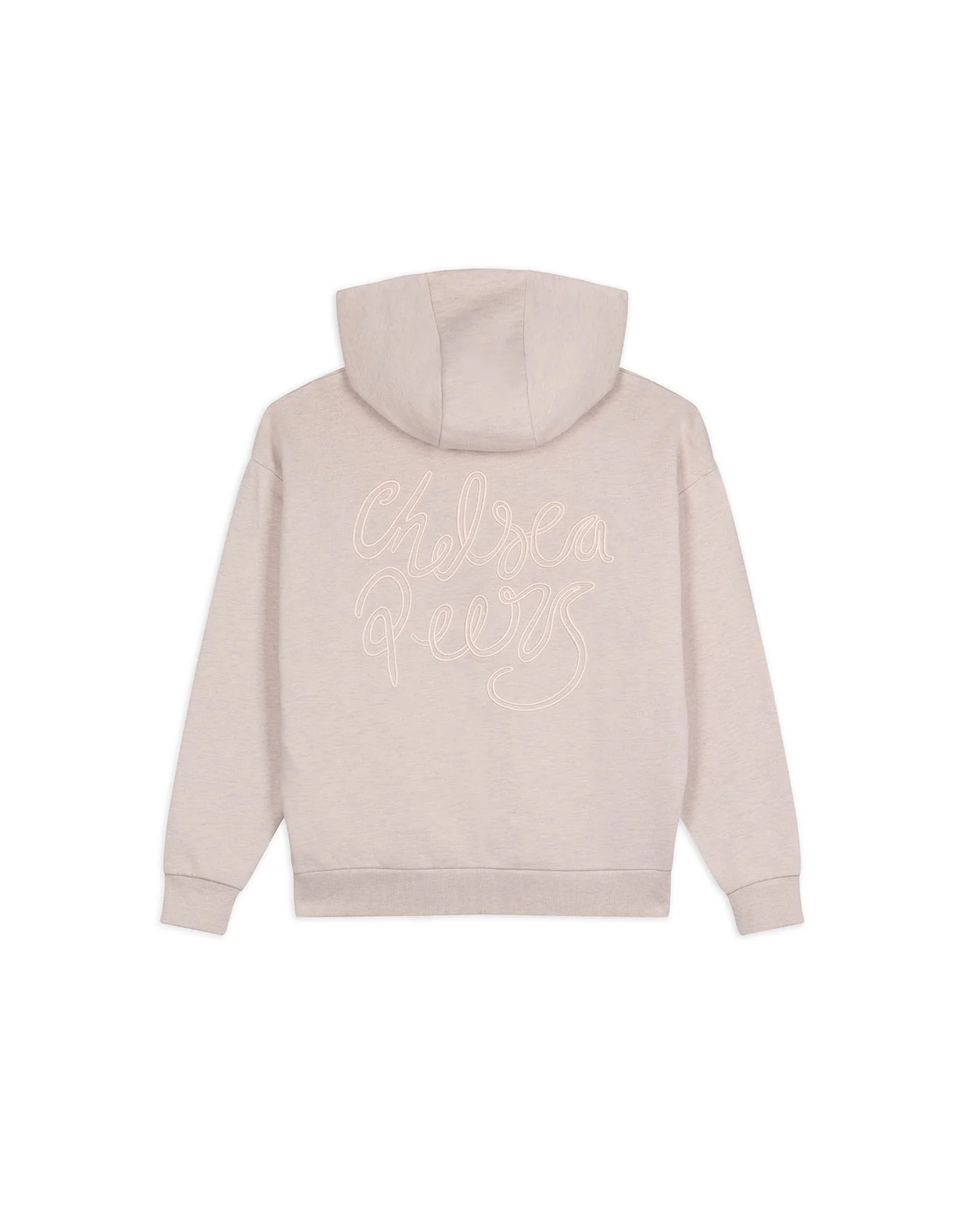 Organic Cotton Back Embroidered Script Logo Hoodie - Beige - Image 6