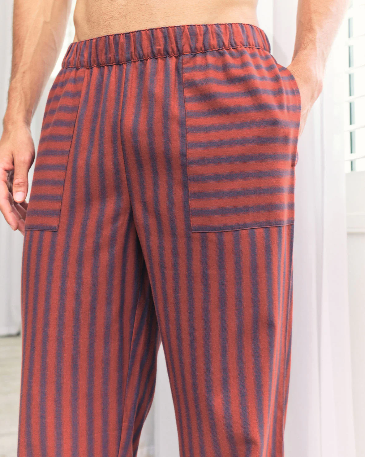 Organic Cotton Blurred Stripe Long Pyjama Bottoms - Image 3