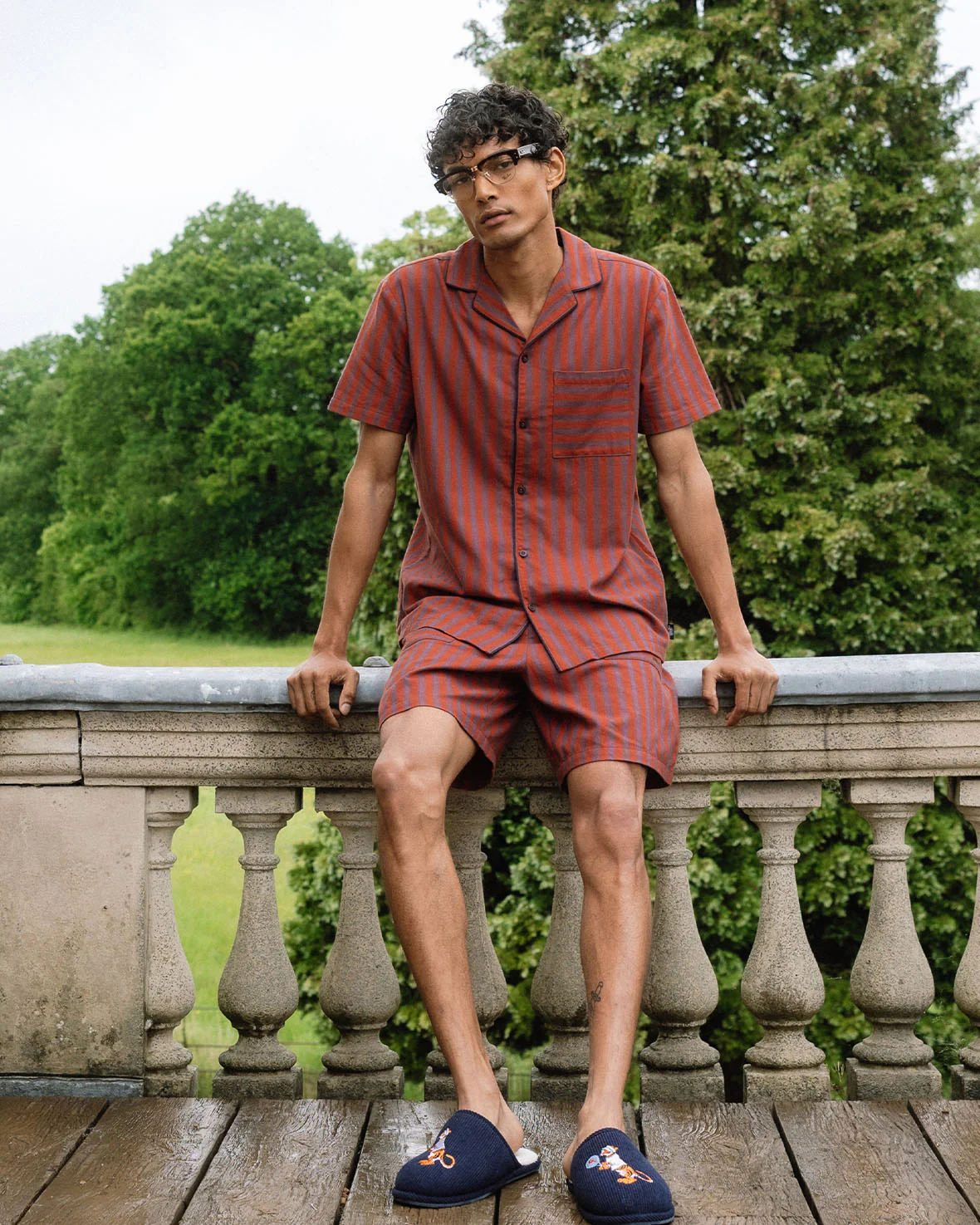 Organic Cotton Blurred Stripe Short Pyjama Set