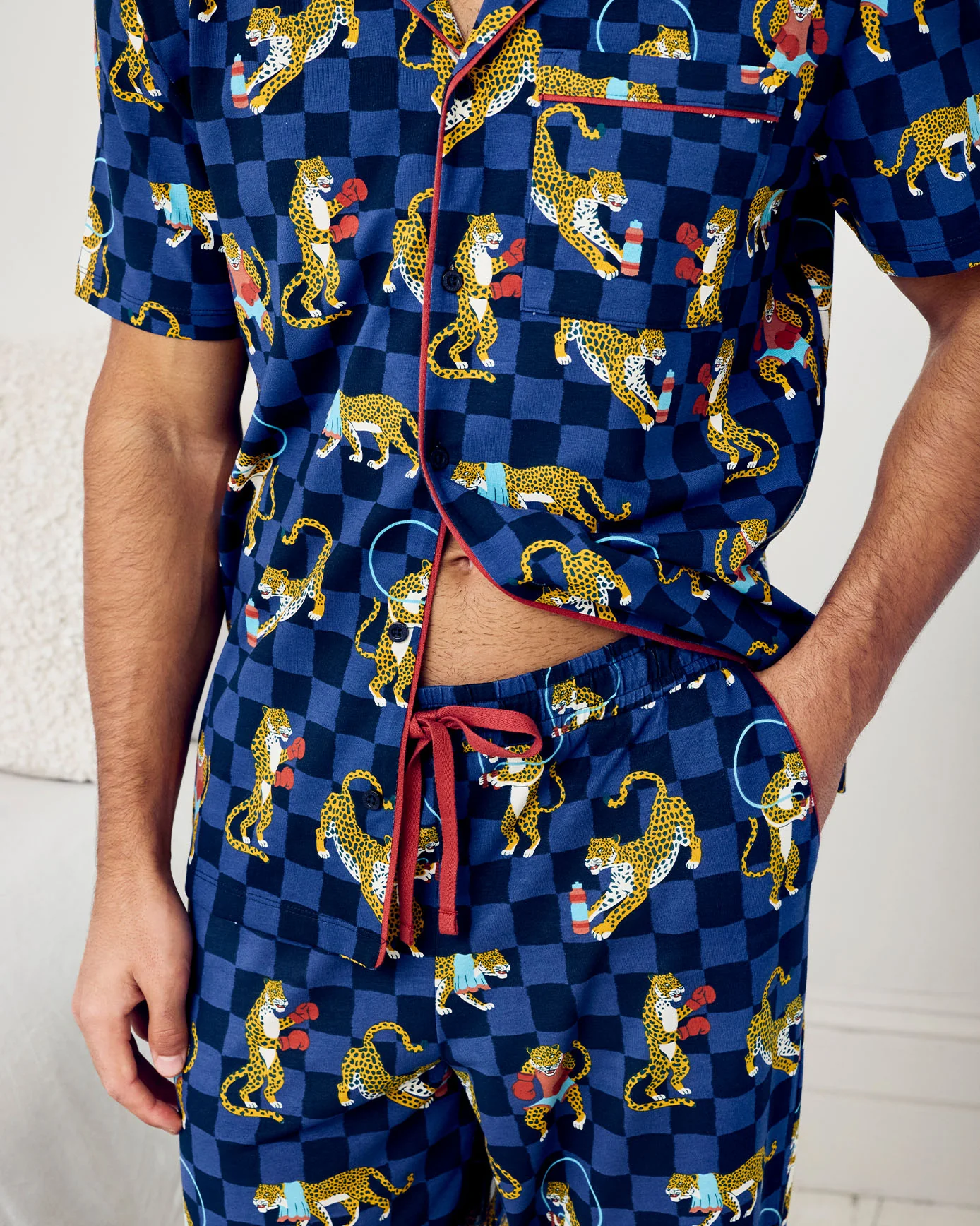 Organic Cotton Boxing Leopards Print Long Pyjama Set - Image 5