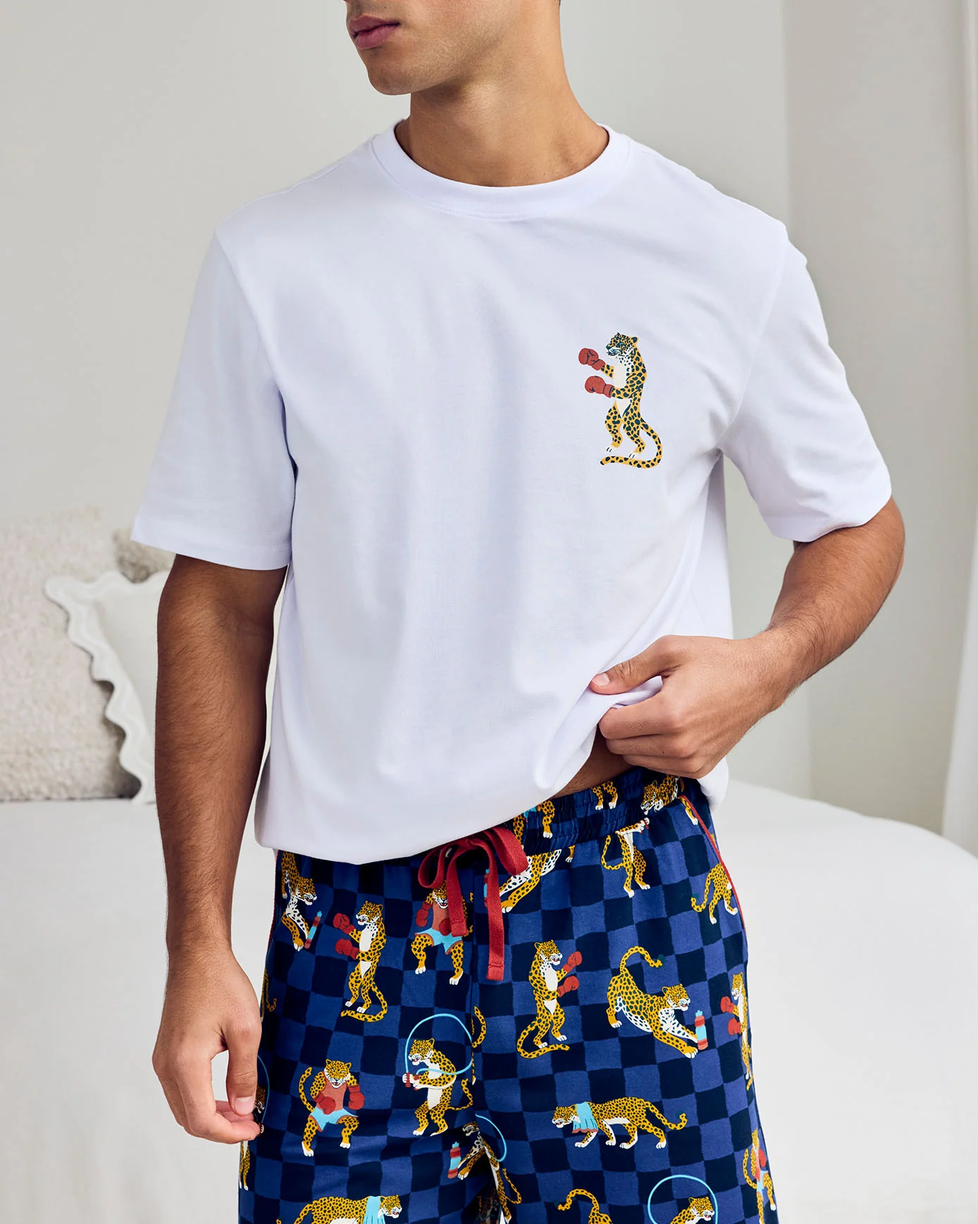 Organic Cotton Boxing Leopards Print Short Pyjama Set - Image 2