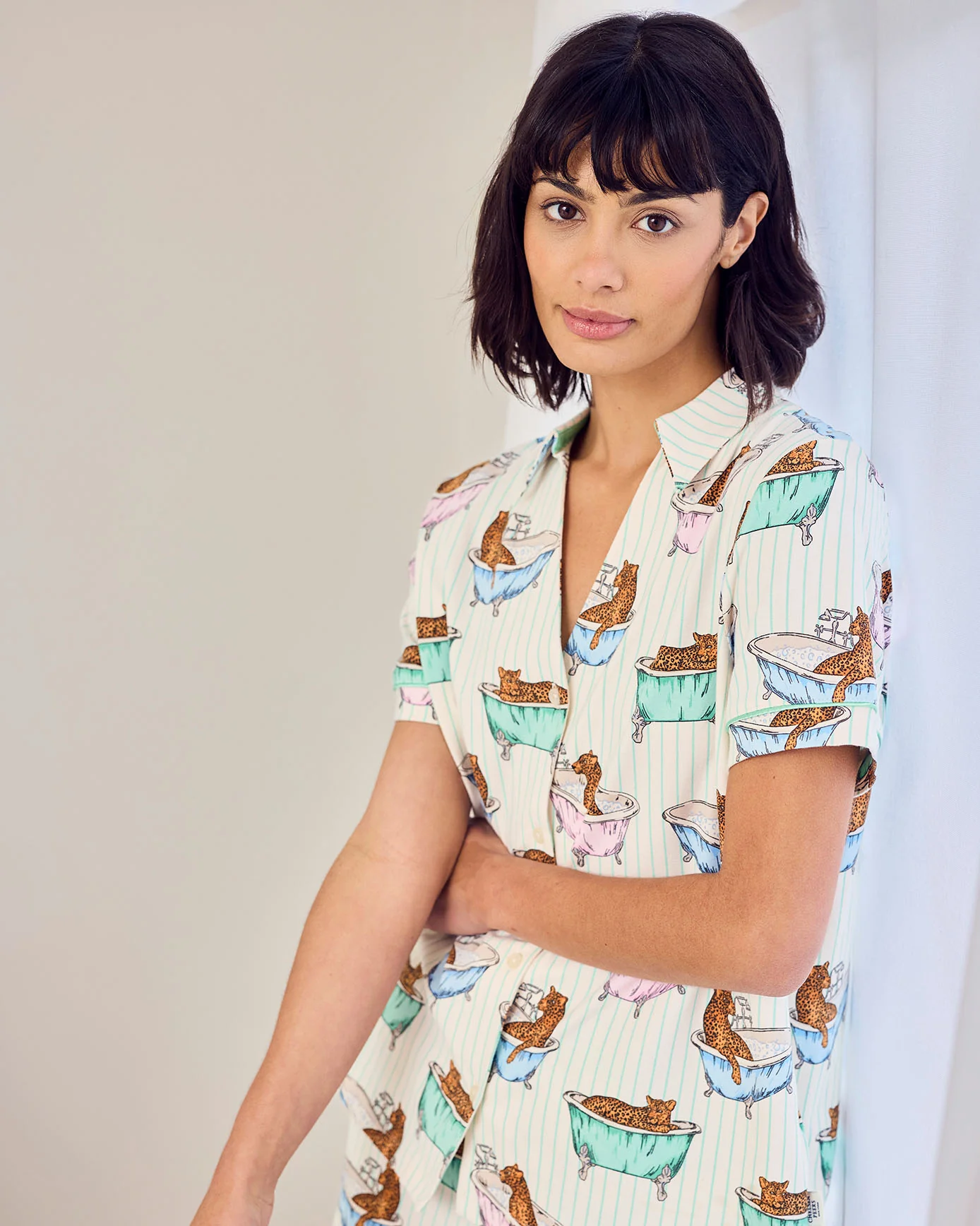 Organic Cotton Bubble Bath Leopards Print Short Pyjama Set - Image 5