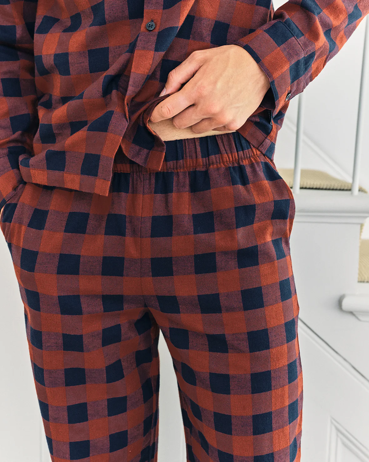 Organic Cotton Checked Long Pyjama Set - Image 5