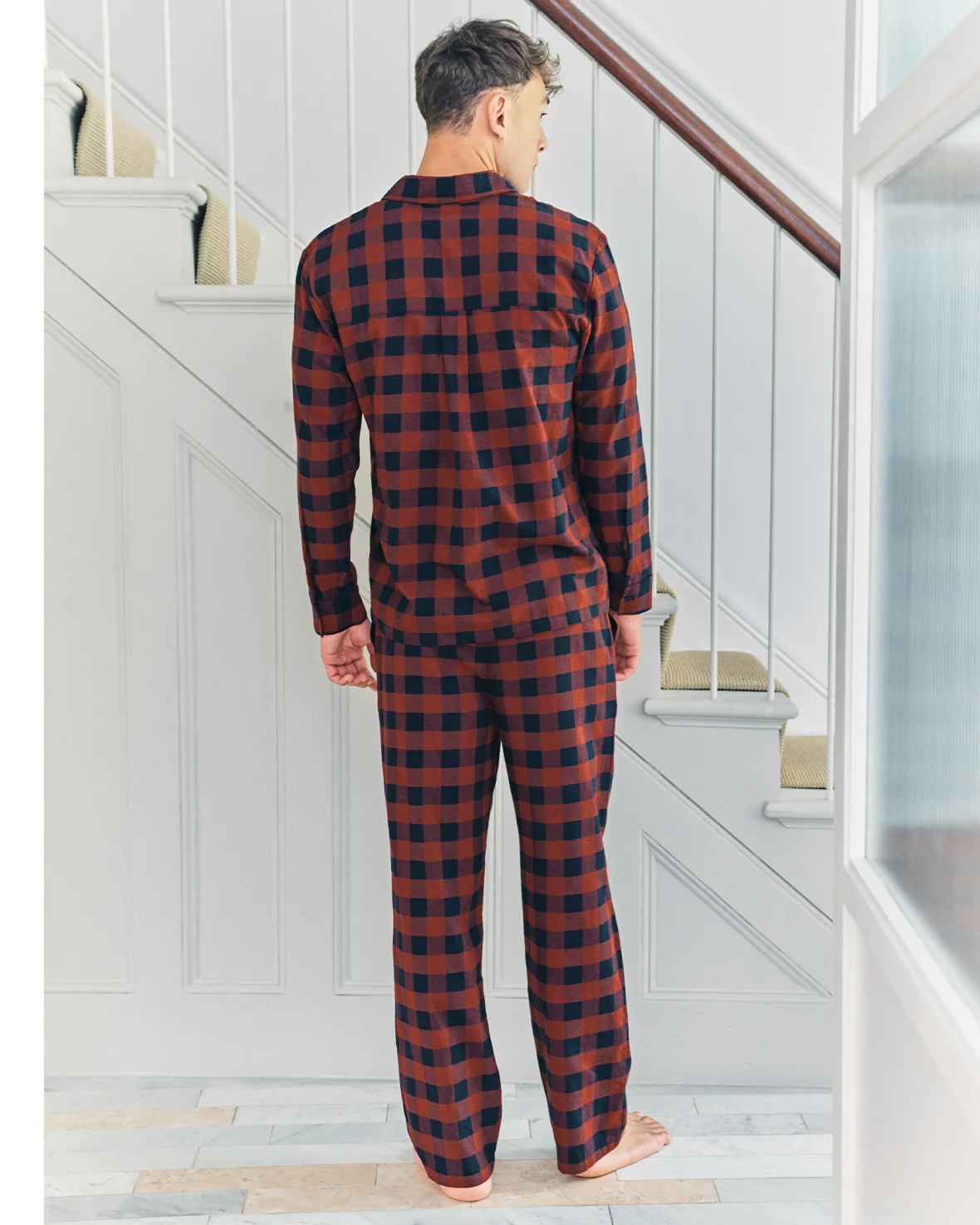 Organic Cotton Checked Long Pyjama Set - Image 6