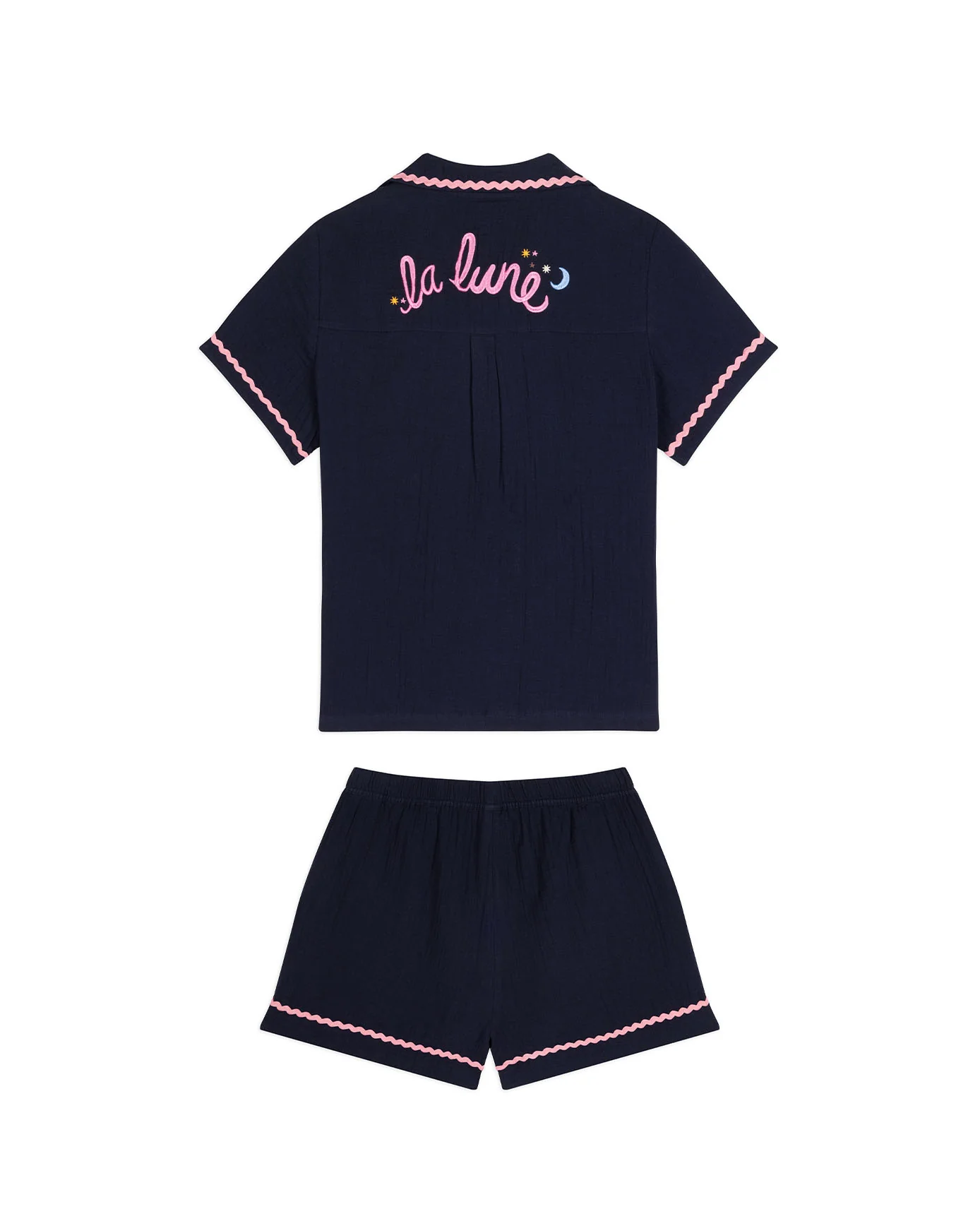 Organic Cotton Cheesecloth Embroidered La Lune Short Pyjama Set - Image 8