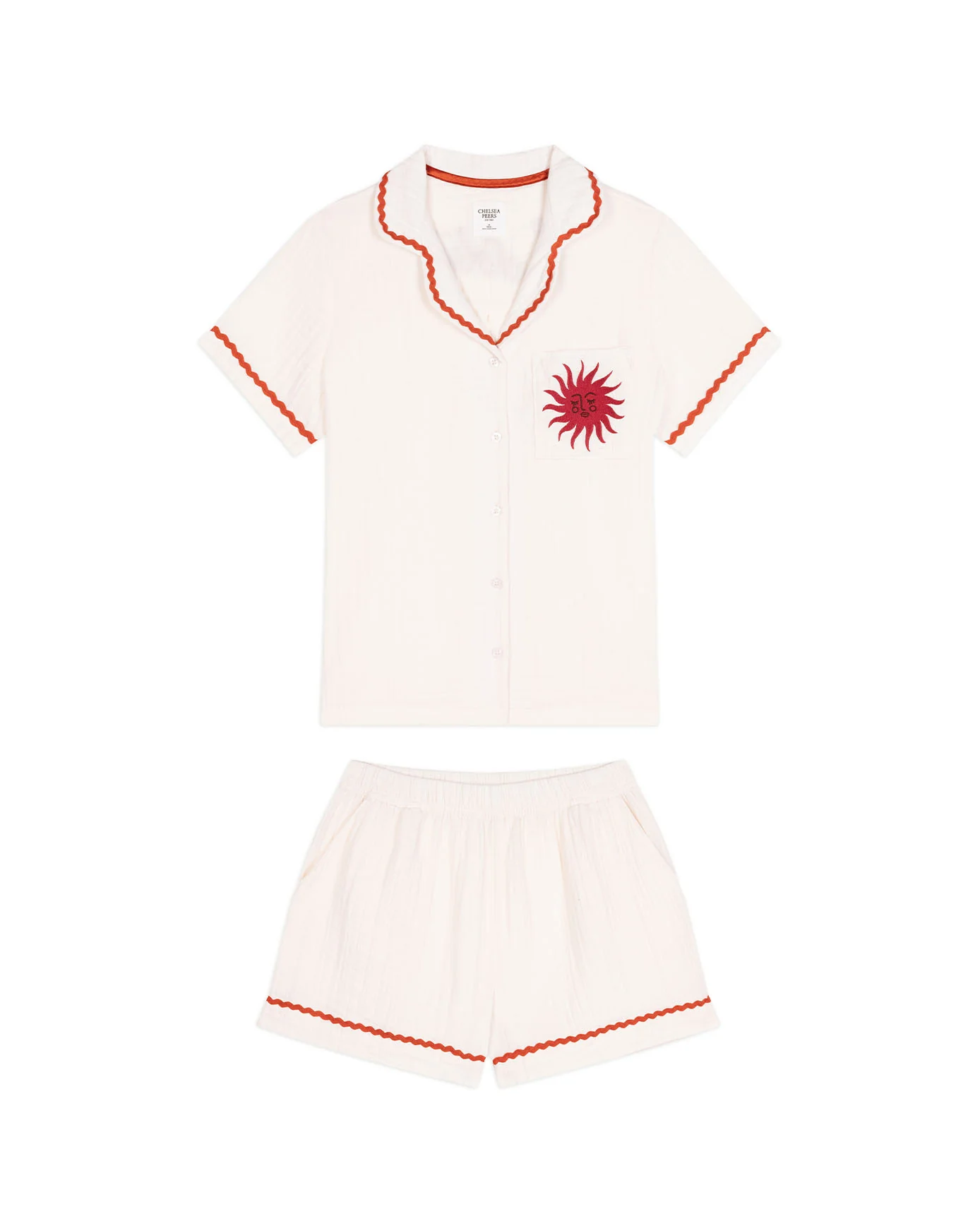 Organic Cotton Cheesecloth Embroidered Le Soleil Short Pyjama Set - Image 7