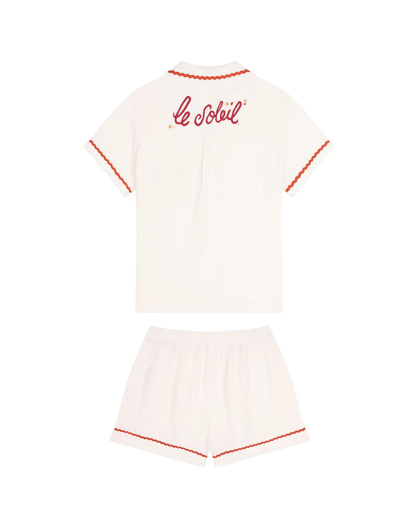Organic Cotton Cheesecloth Embroidered Le Soleil Short Pyjama Set - Image 8
