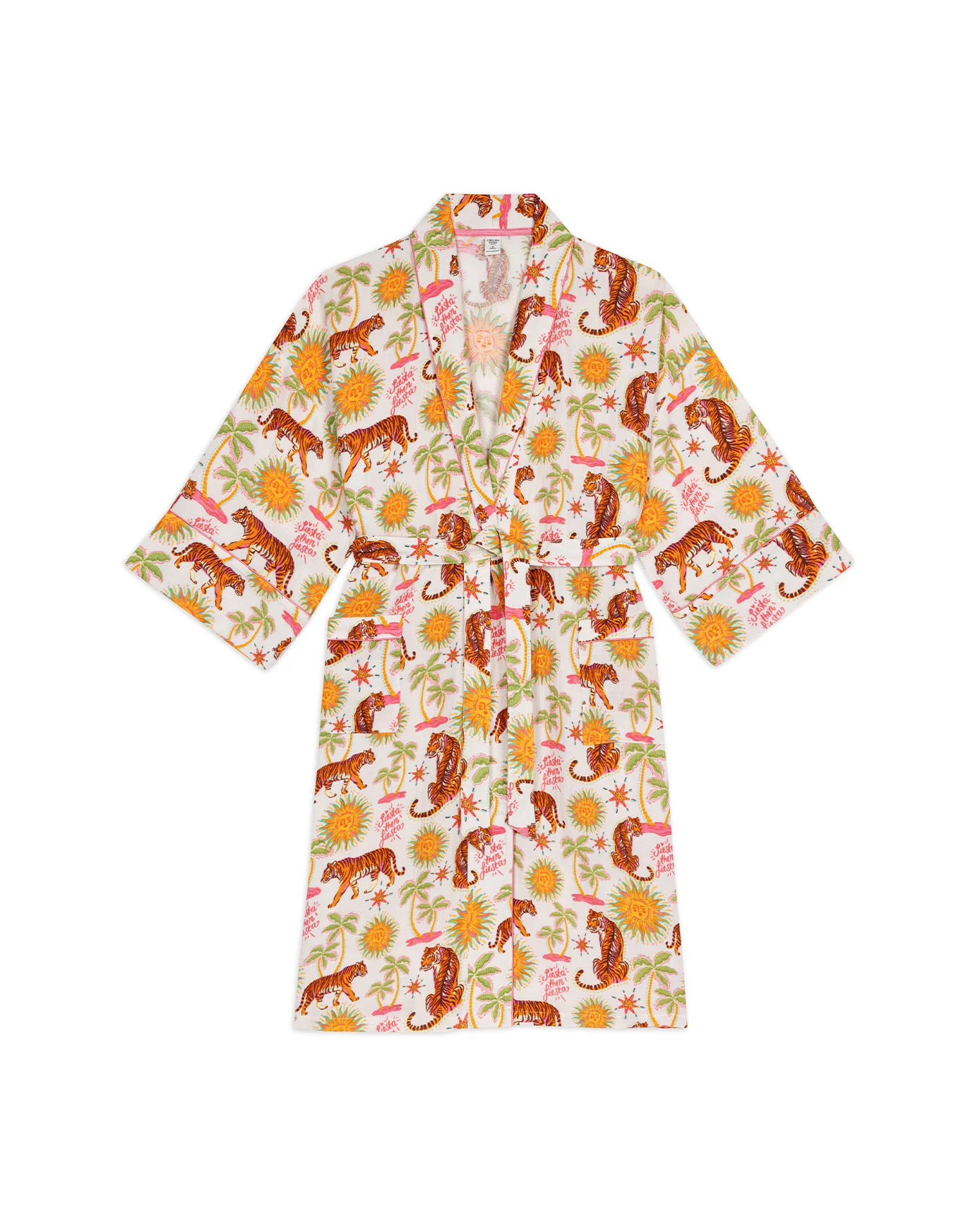 Organic Cotton Cheesecloth Siesta Tiger Print Dressing Gown - Image 6
