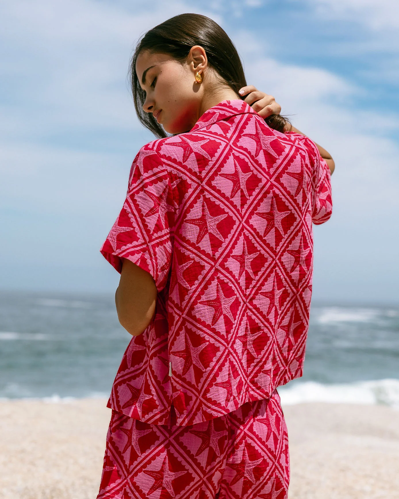 Organic Cotton Cheesecloth Starfish Print Short Sleeve Shirt - Image 3