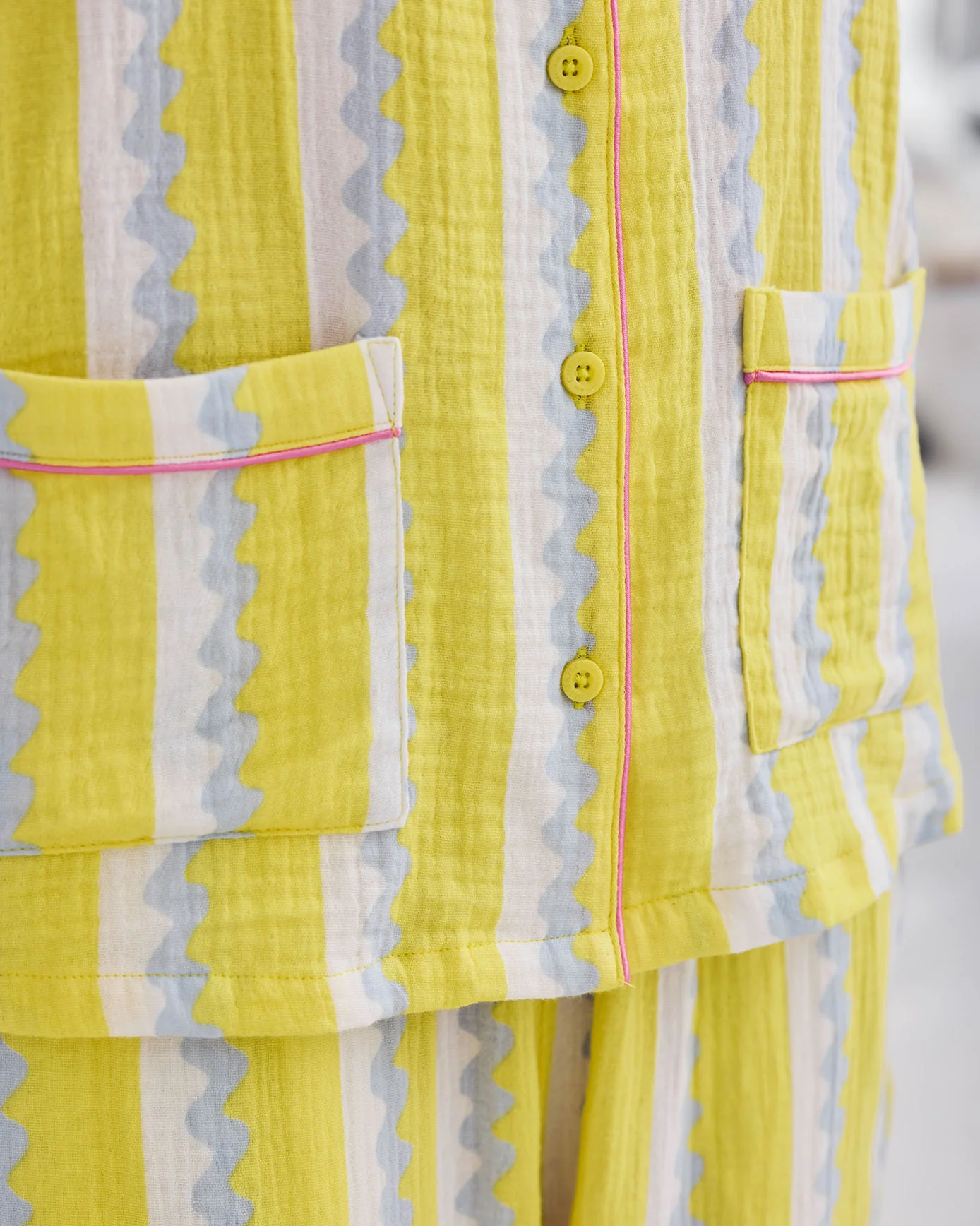 Organic Cotton Cheesecloth Wiggle Stripe Long Pyjama Set - Image 6