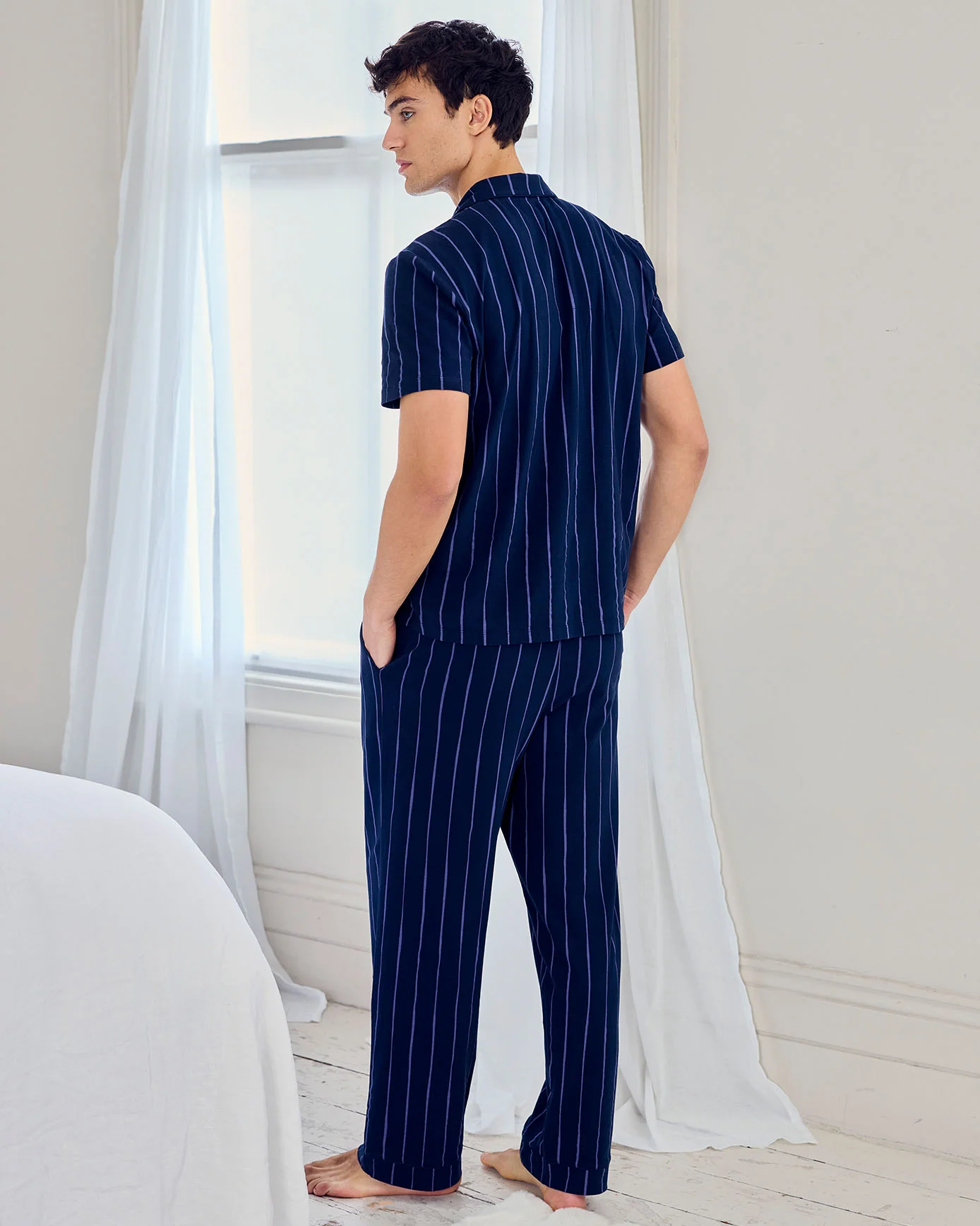 Organic Cotton Chef Stripe Button Up Long Pyjama Set - Image 4