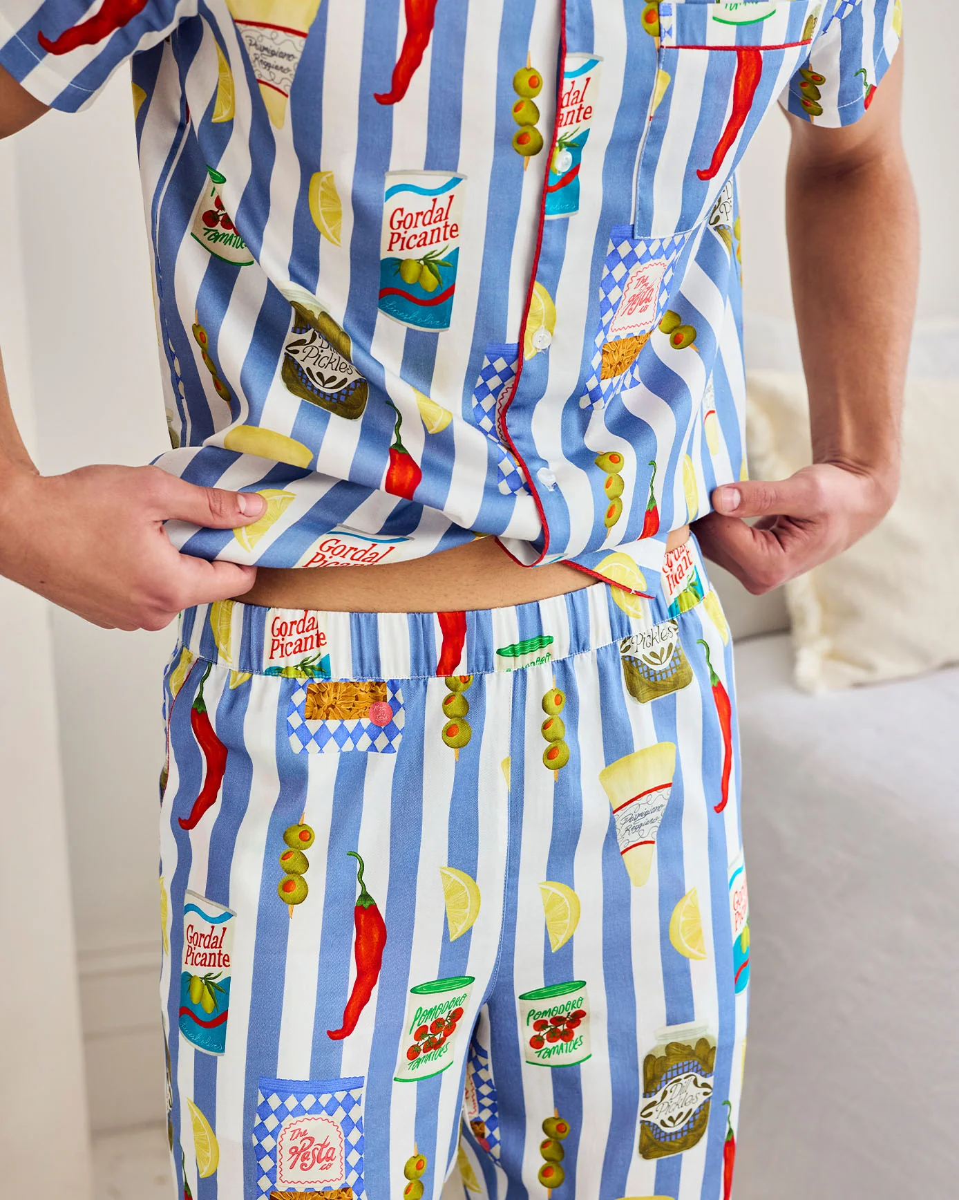 Organic Cotton Deli Stripe Print Long Pyjama Set - Image 4
