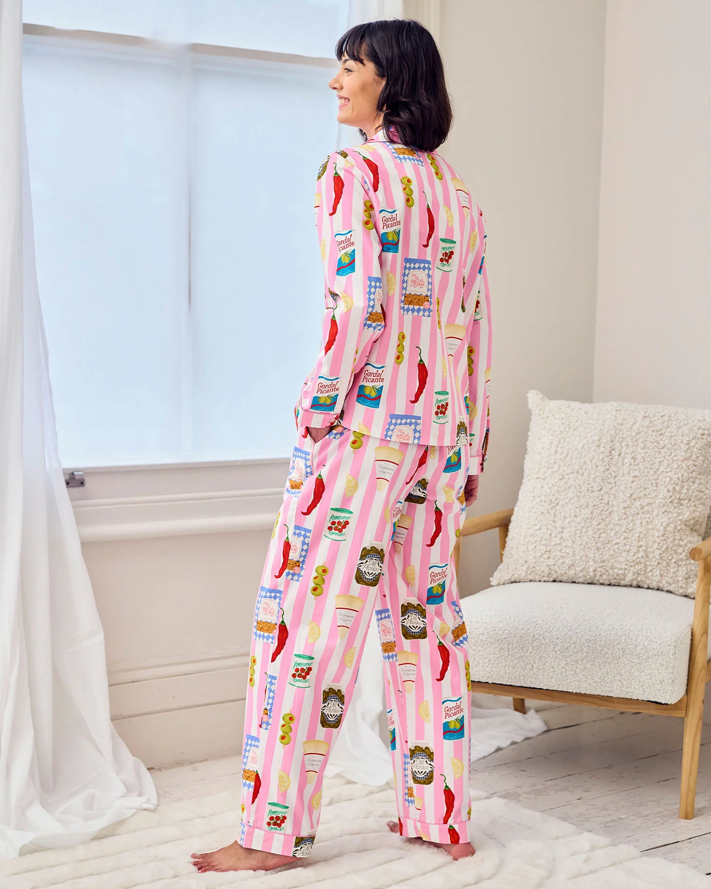 Organic Cotton Deli Stripe Print Long Pyjama Set - Image 4