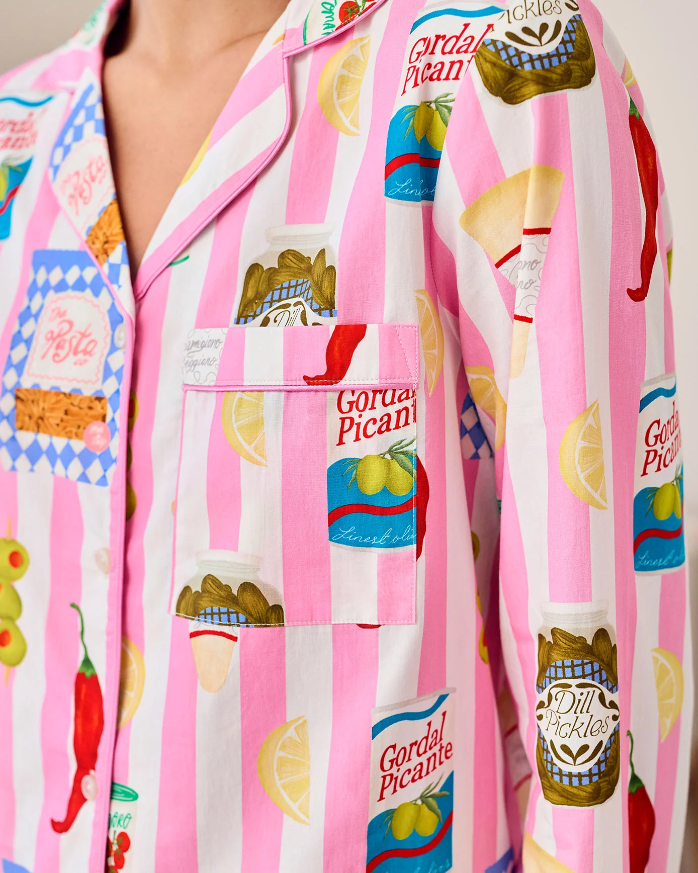 Organic Cotton Deli Stripe Print Long Pyjama Set - Image 5
