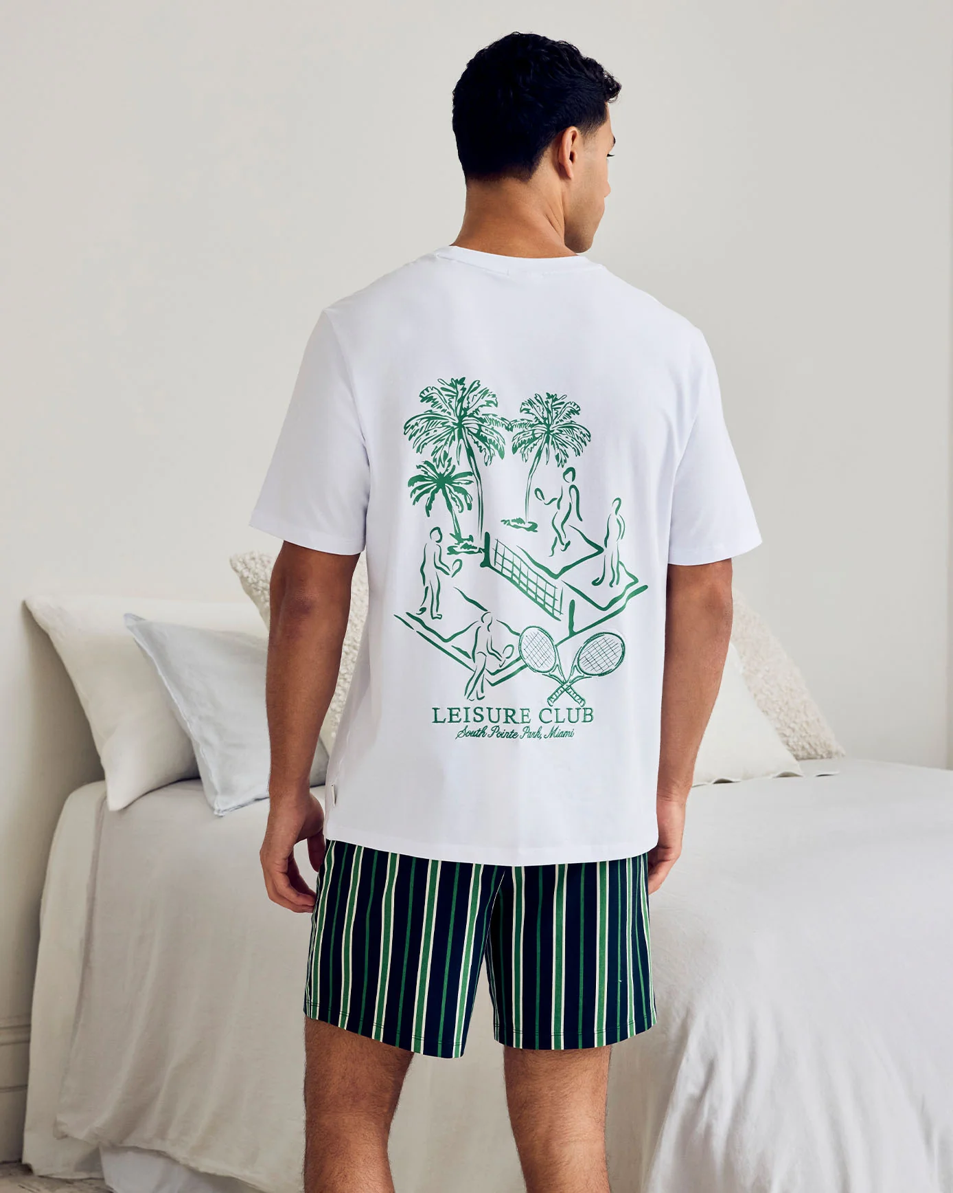 Organic Cotton Embroidered Leisure Club Print Short Pyjama Set - Image 3