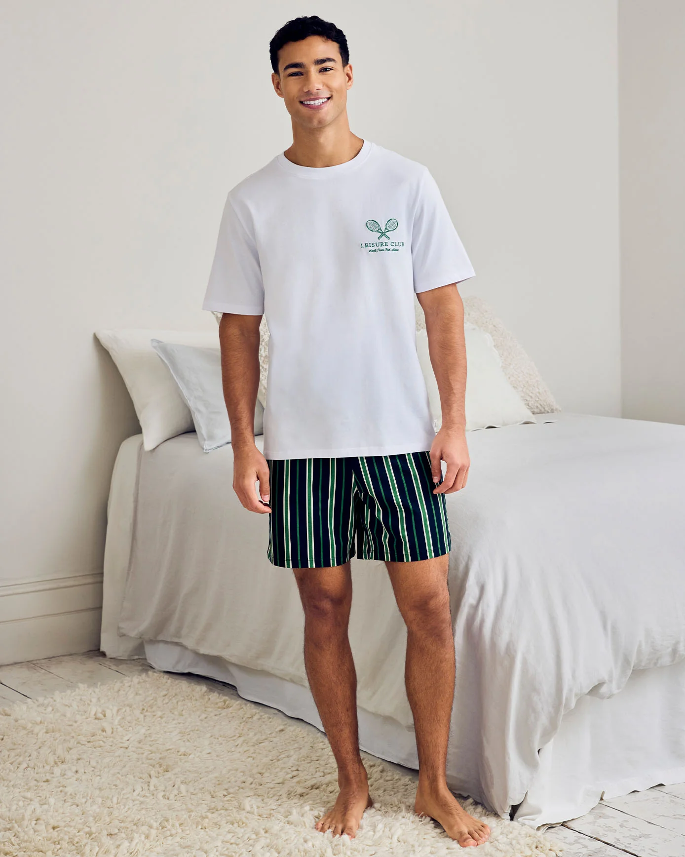 Organic Cotton Embroidered Leisure Club Print Short Pyjama Set - Image 4
