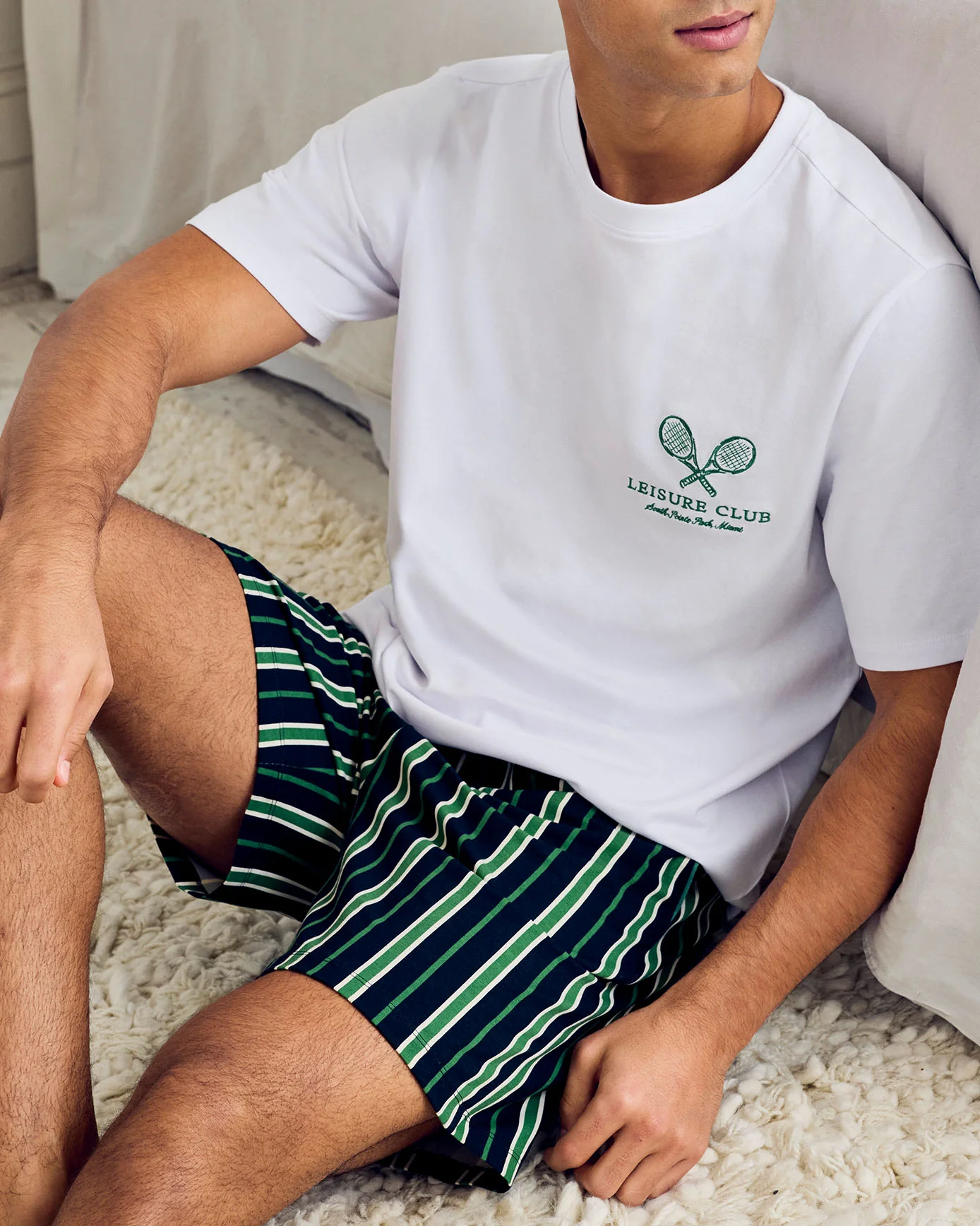 Organic Cotton Embroidered Leisure Club Print Short Pyjama Set - Image 5
