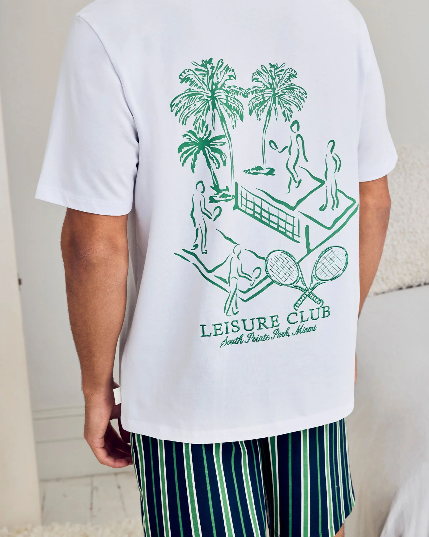Organic Cotton Embroidered Leisure Club Print Short Pyjama Set - Image 7