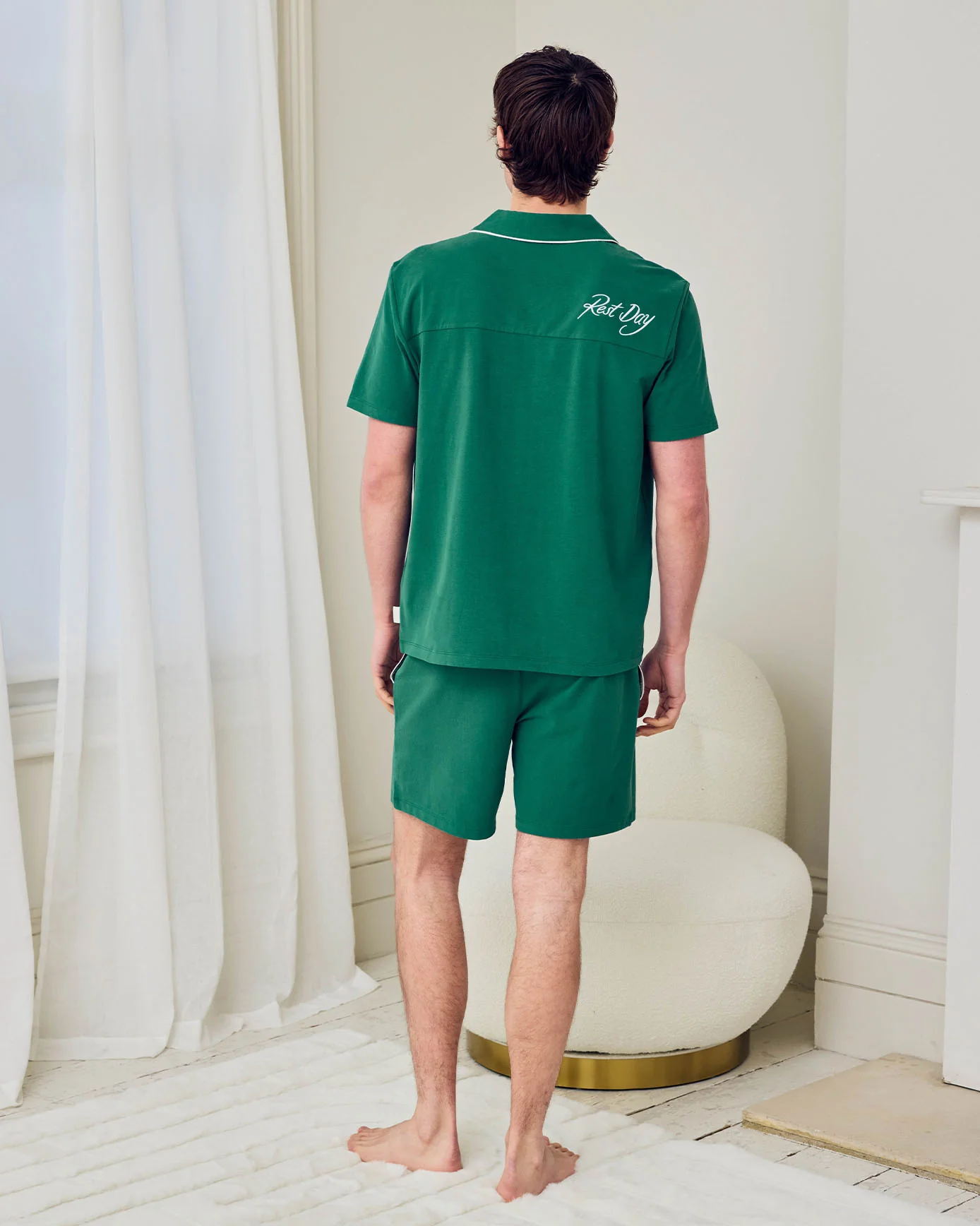 Organic Cotton Embroidered Rest Day Short Pyjama Set - Image 3