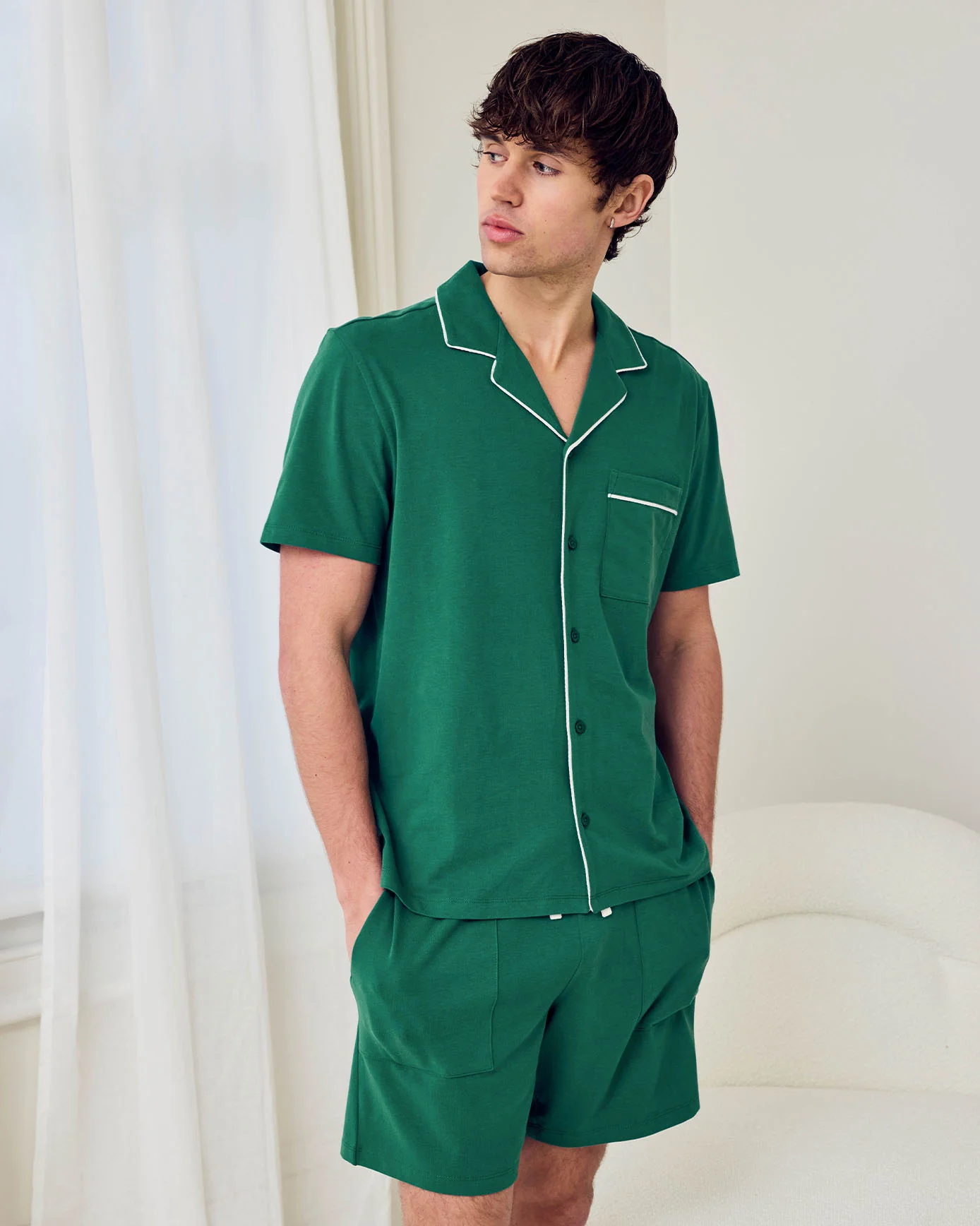 Organic Cotton Embroidered Rest Day Short Pyjama Set - Image 4