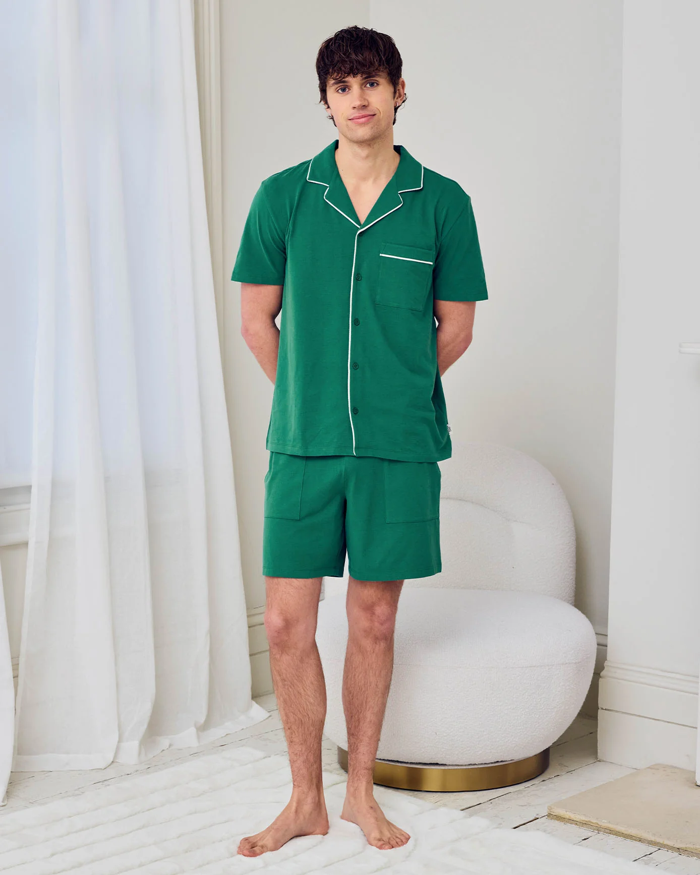 Organic Cotton Embroidered Rest Day Short Pyjama Set - Image 6