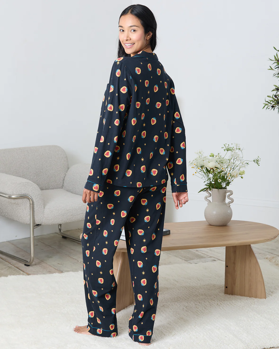 Organic Cotton Enchanted Heart Print Long Pyjama Set - Image 4