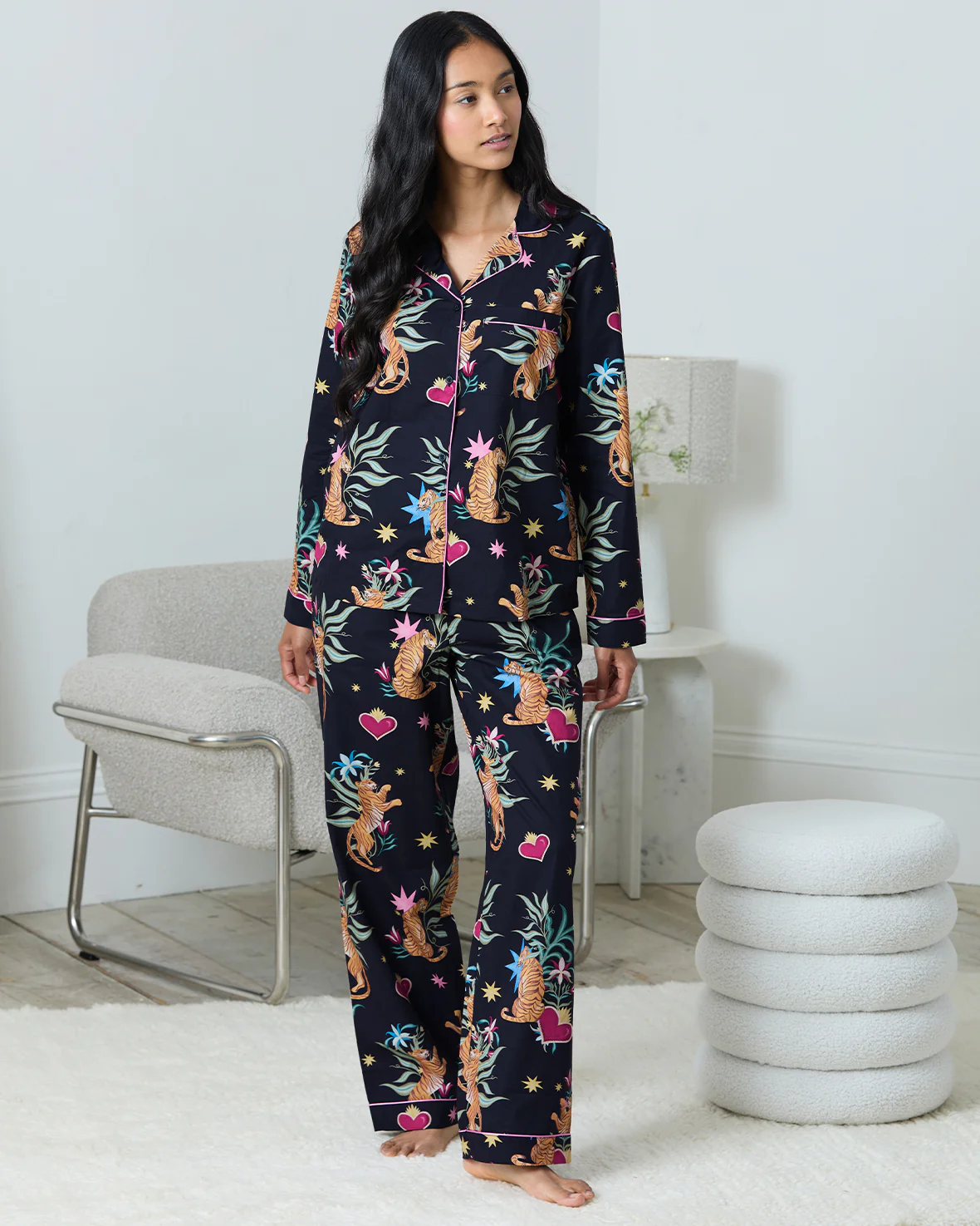 Organic Cotton Enchanted Tiger Print Long Pyjama Set