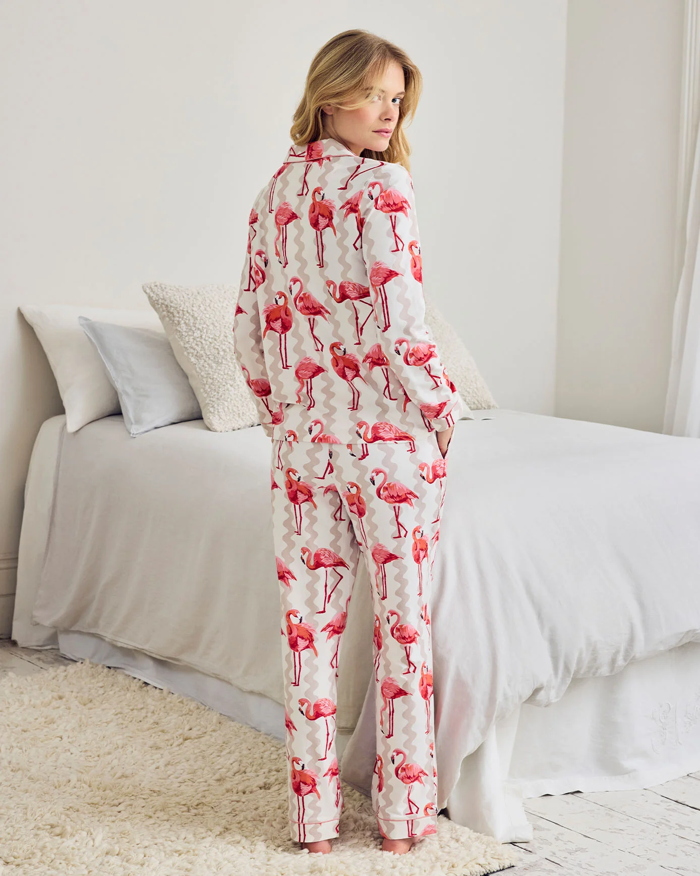 Organic Cotton Flamingo Stripe Print Long Pyjama Set - Image 4