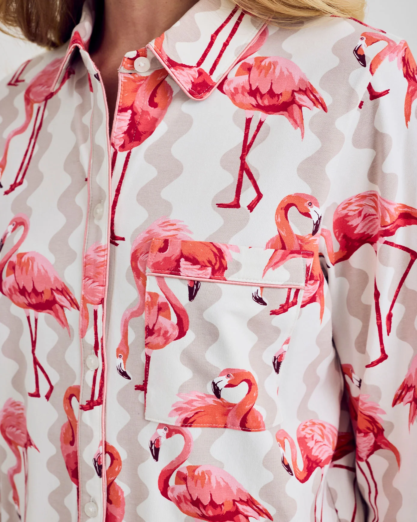 Organic Cotton Flamingo Stripe Print Nightshirt - Image 3