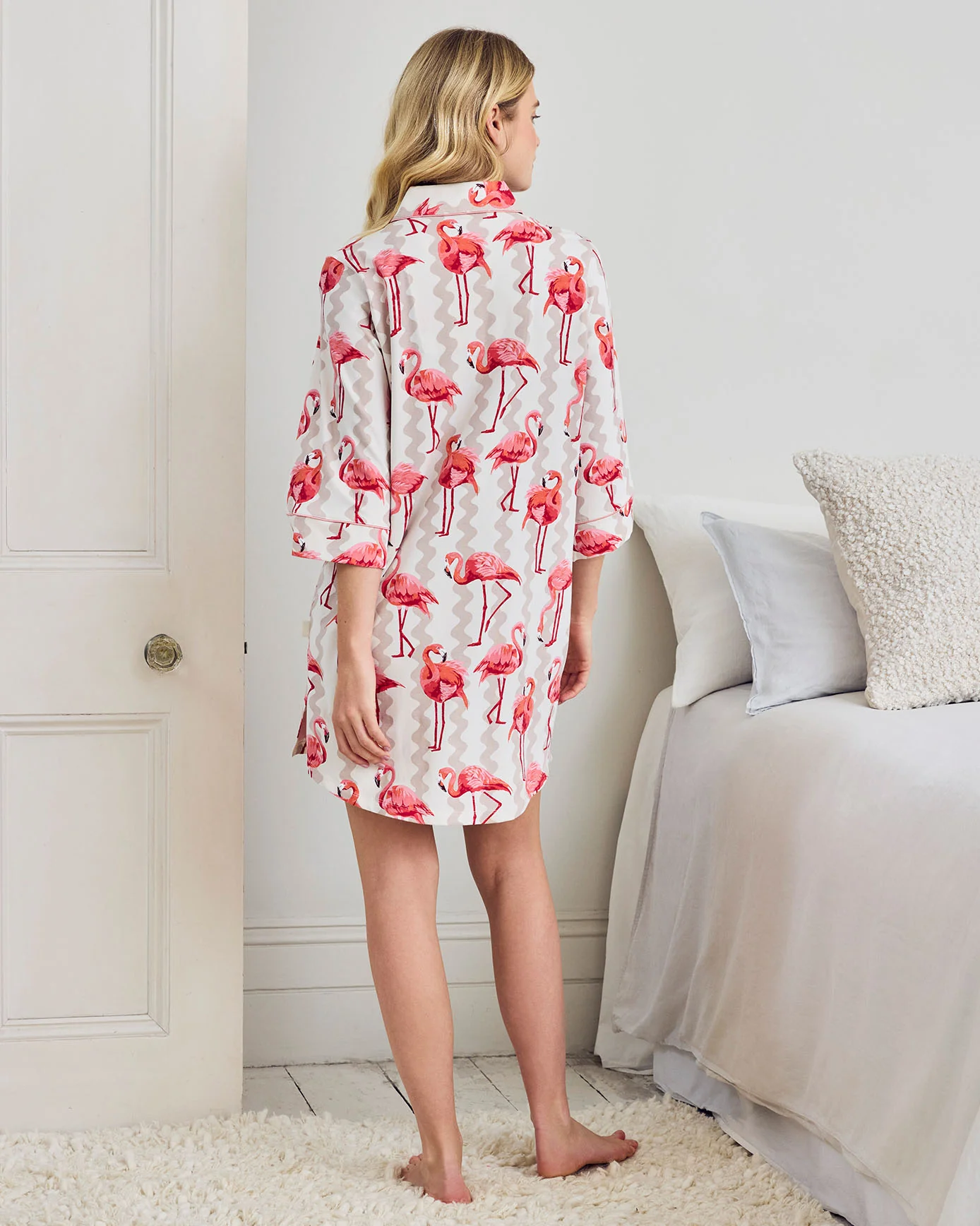 Organic Cotton Flamingo Stripe Print Nightshirt - Image 4