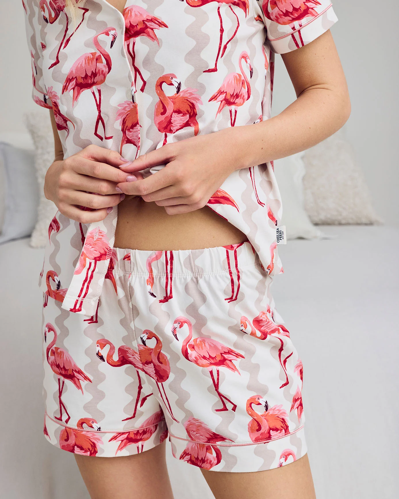 Organic Cotton Flamingo Stripe Print Short Pyjama Set - Image 3