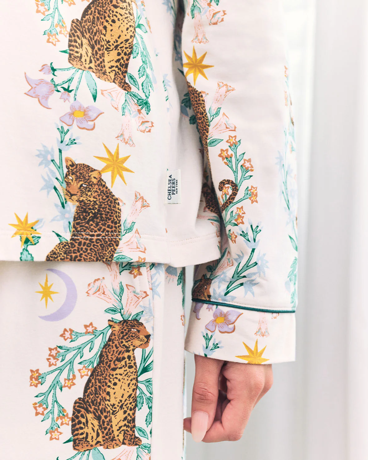 Organic Cotton Floral Leopard Print Long Pyjama Set - Image 4