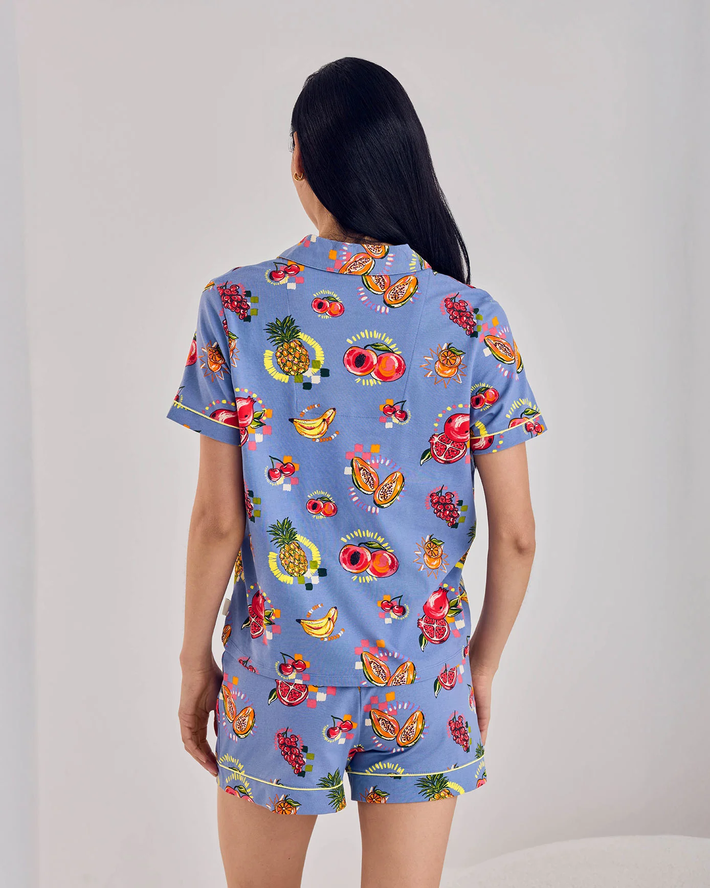Organic Cotton Fruit Party Print Button Up Short Pyjama Set - Image 4
