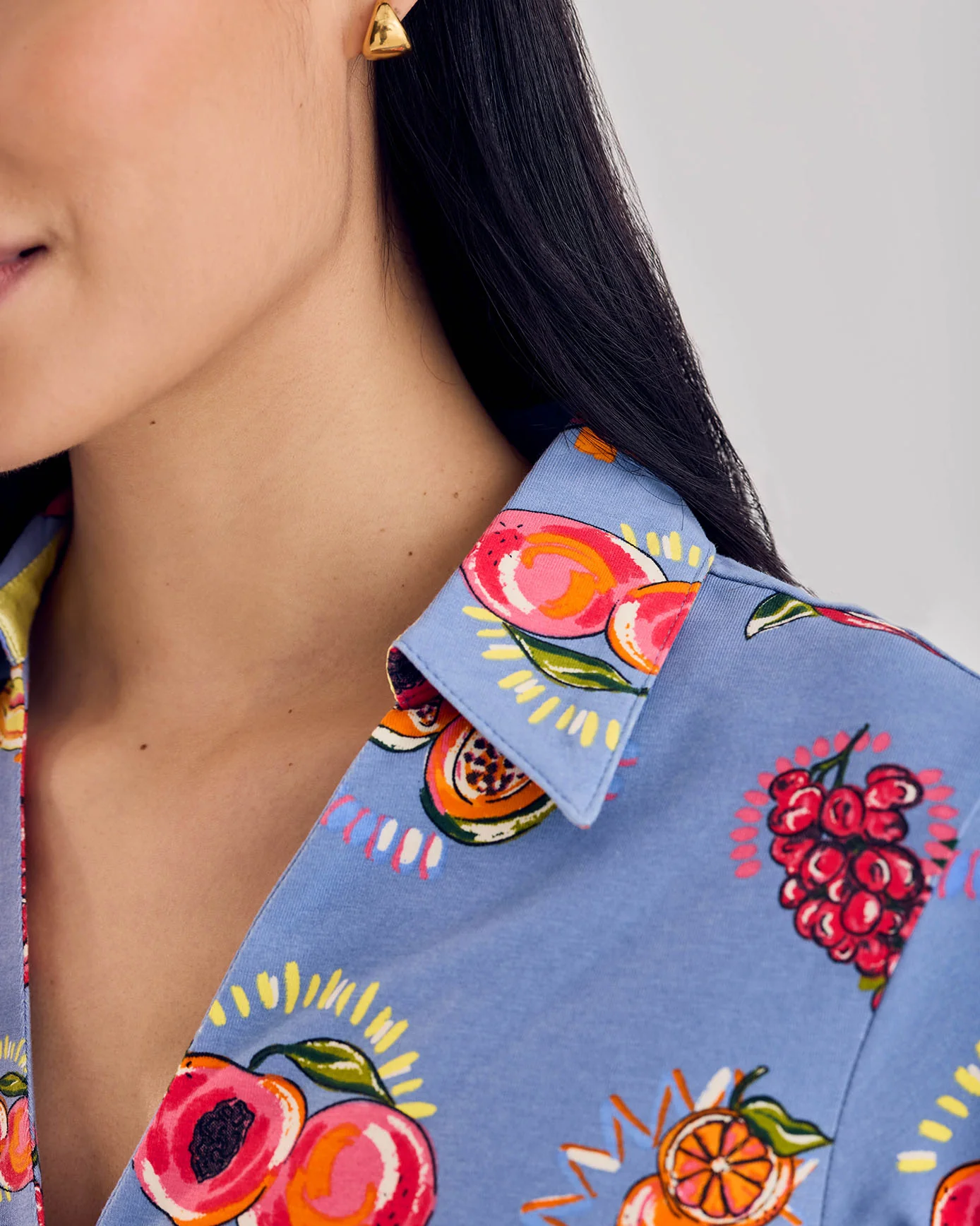 Organic Cotton Fruit Party Print Button Up Short Pyjama Set - Image 6