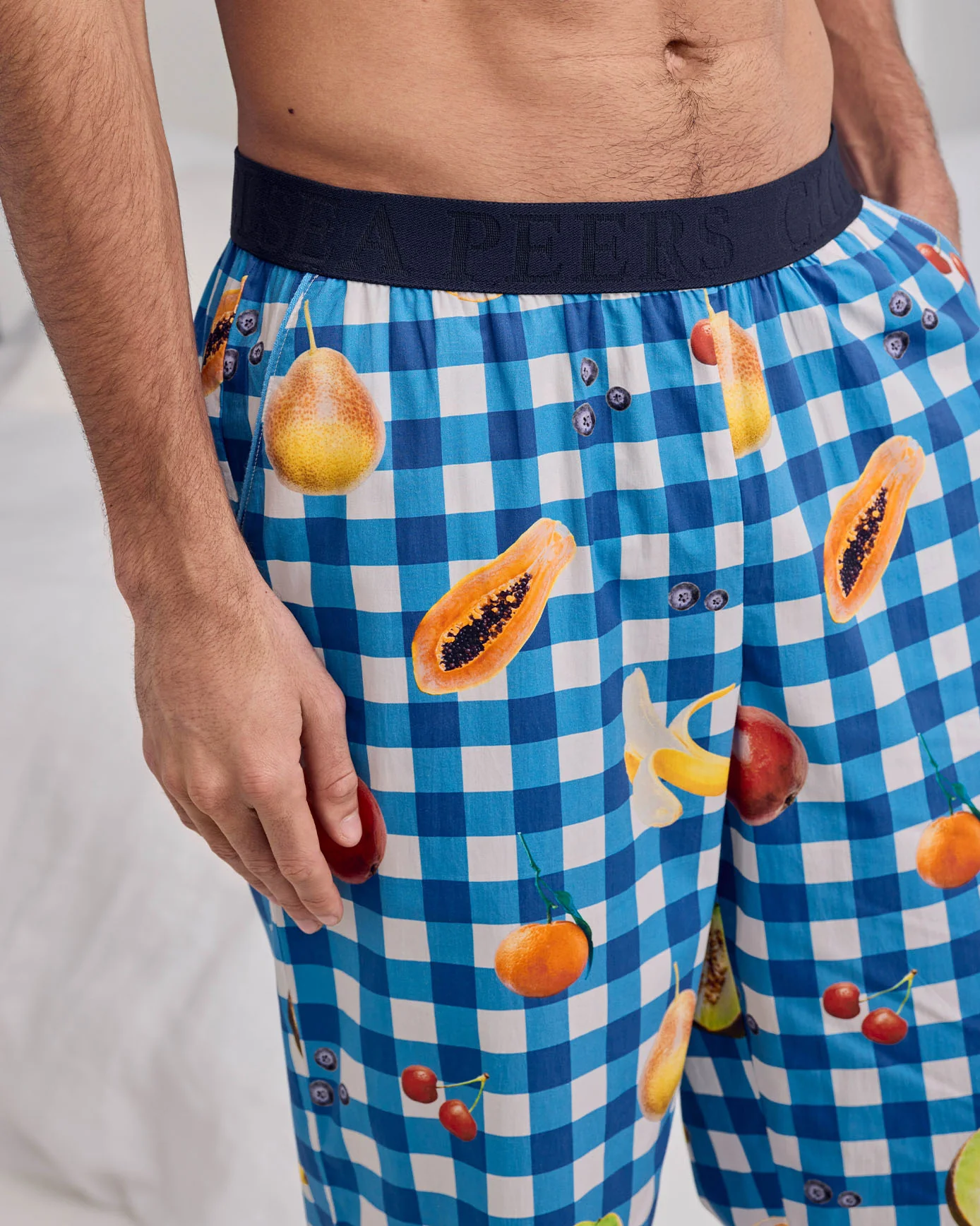 Organic Cotton Gingham Tropical Fruit Print Long Pyjama Bottoms - Image 6