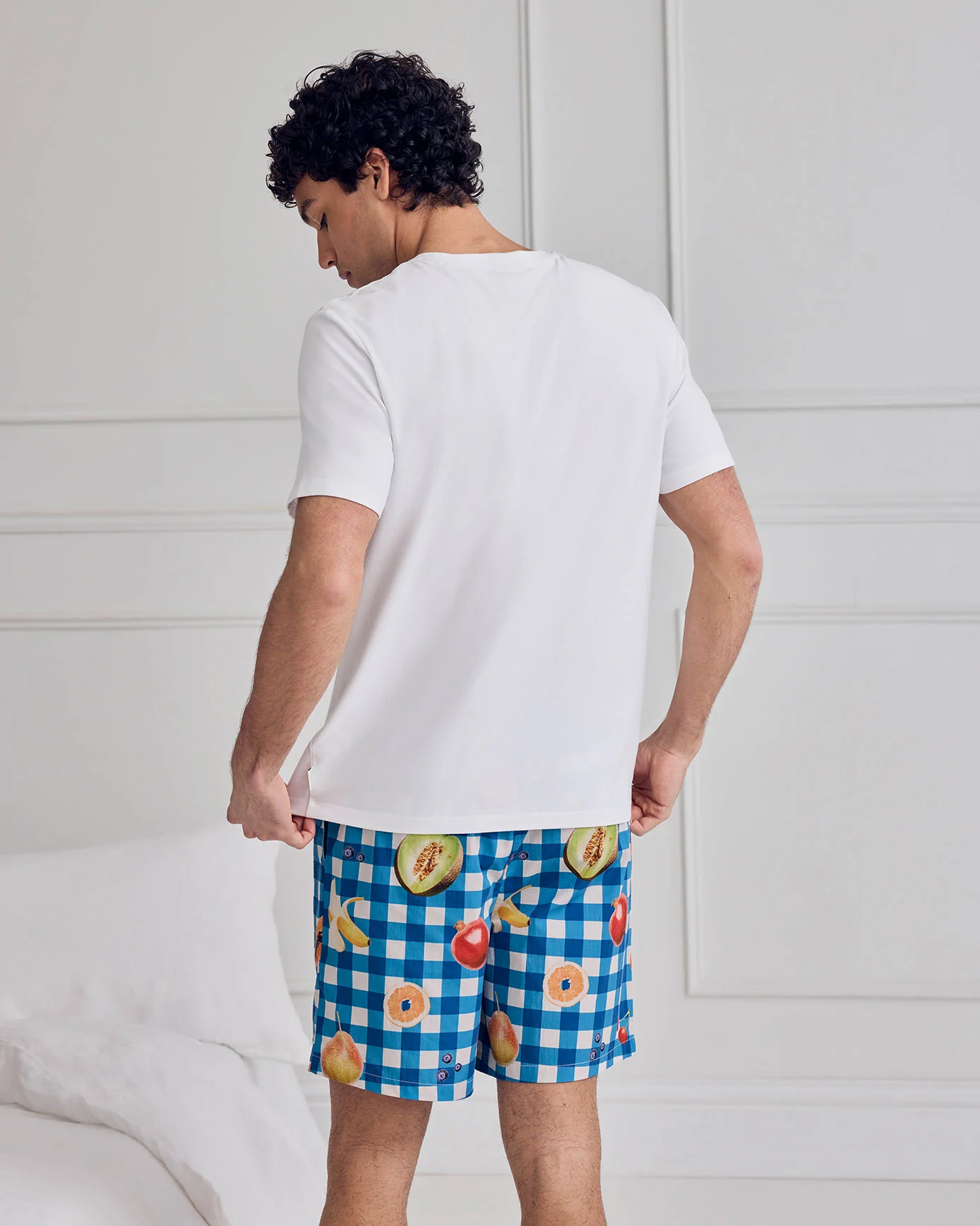 Organic Cotton Gingham Tropical Fruit Print Short Pyjama Set - Image 5