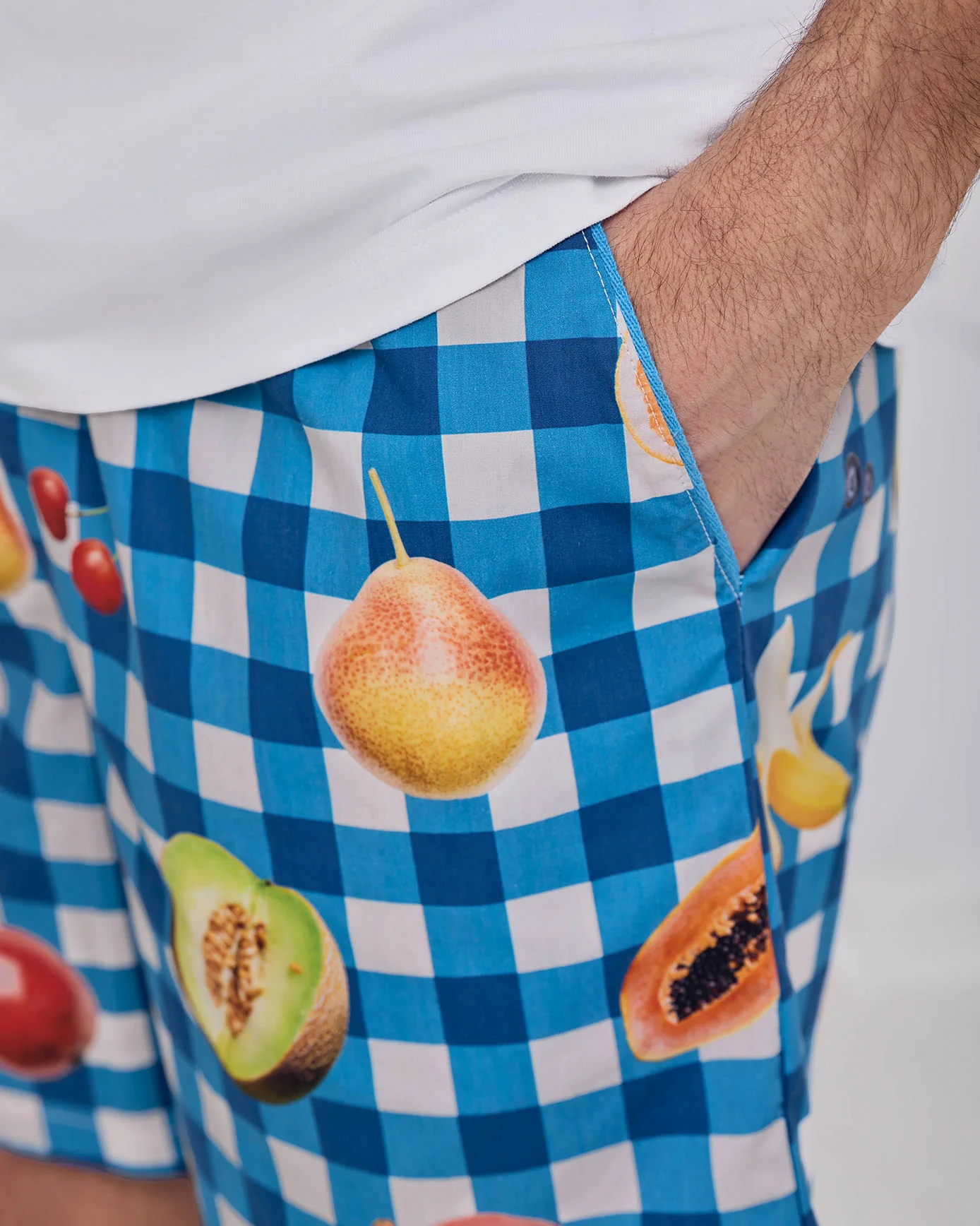 Organic Cotton Gingham Tropical Fruit Print Short Pyjama Set - Image 6
