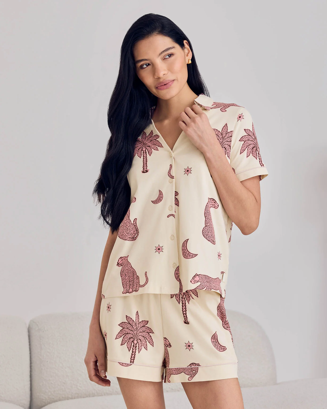 Organic Cotton Midnight Leopard Print Short Pyjama Set