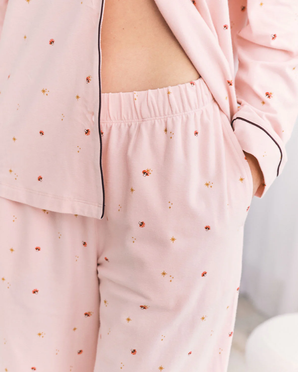 Organic Cotton Mini Mushroom Print Long Pyjama Set - Image 4