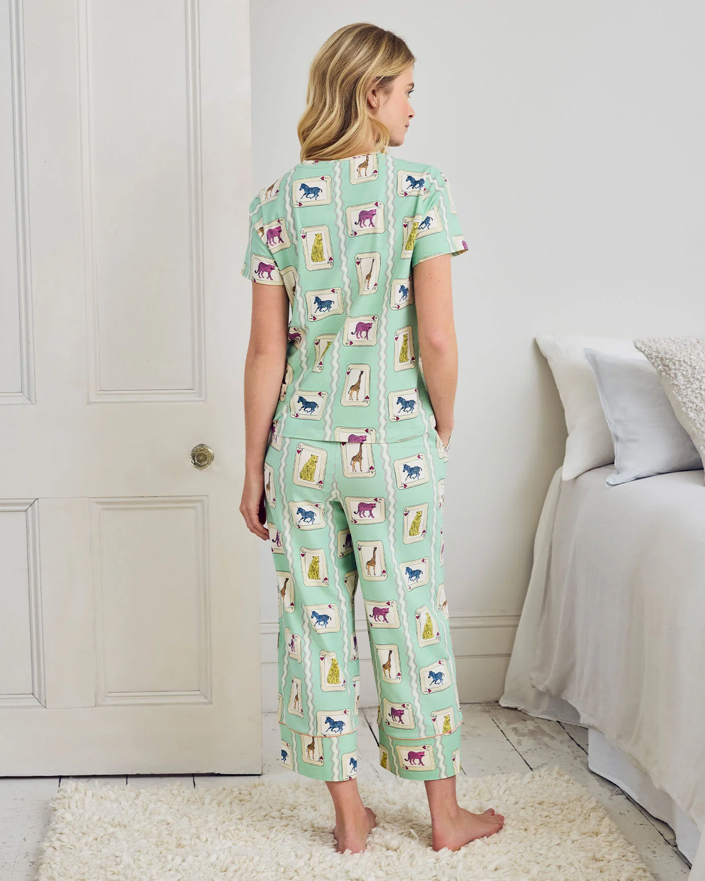 Organic Cotton Playing Card Animals Print Long Pyjama Set - Image 4