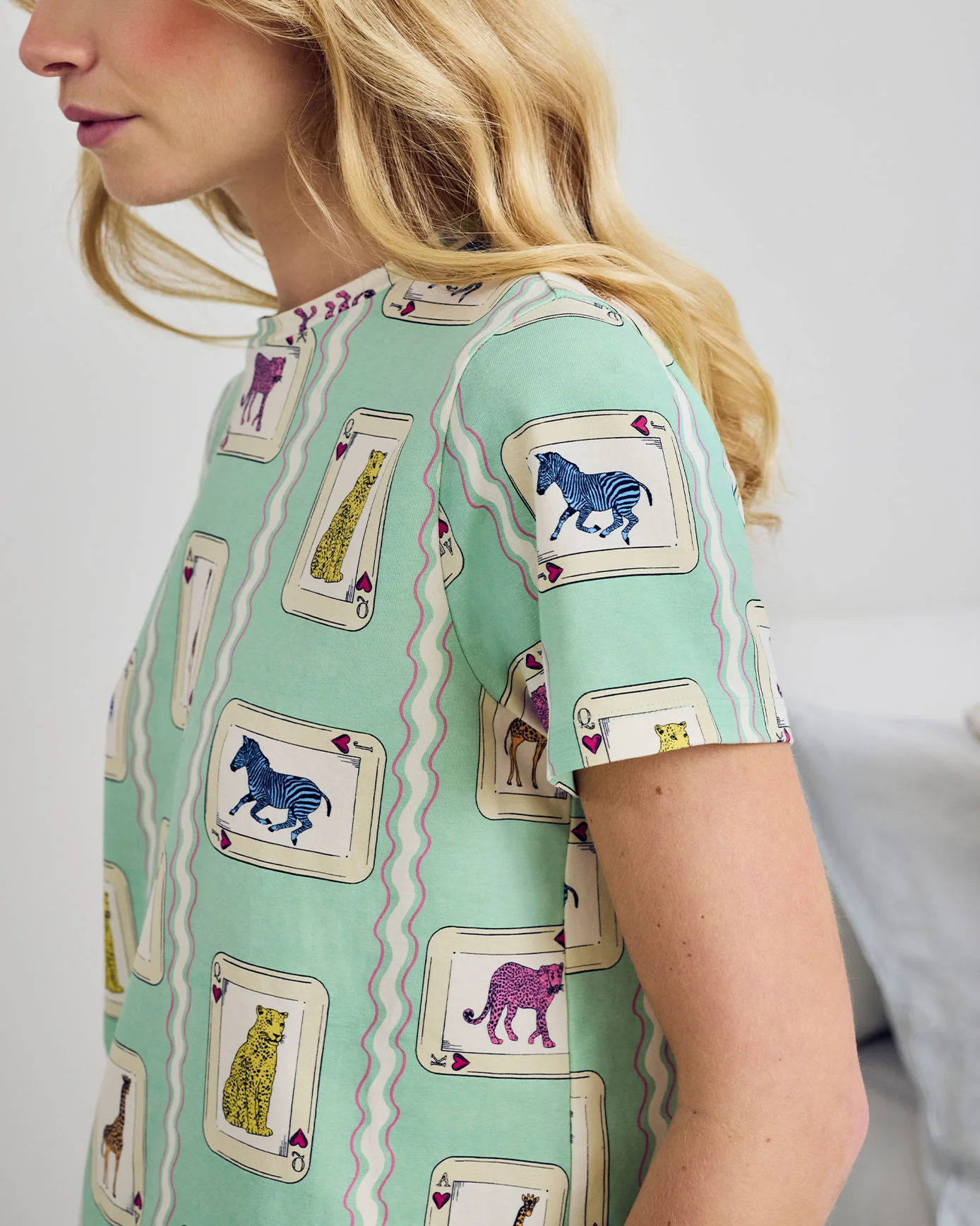Organic Cotton Playing Card Animals Print Long Pyjama Set - Image 6