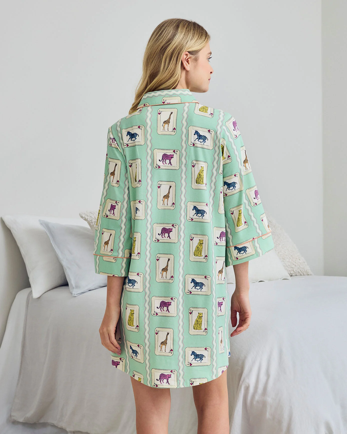 Organic Cotton Playing Card Animals Print Nightshirt - Image 4