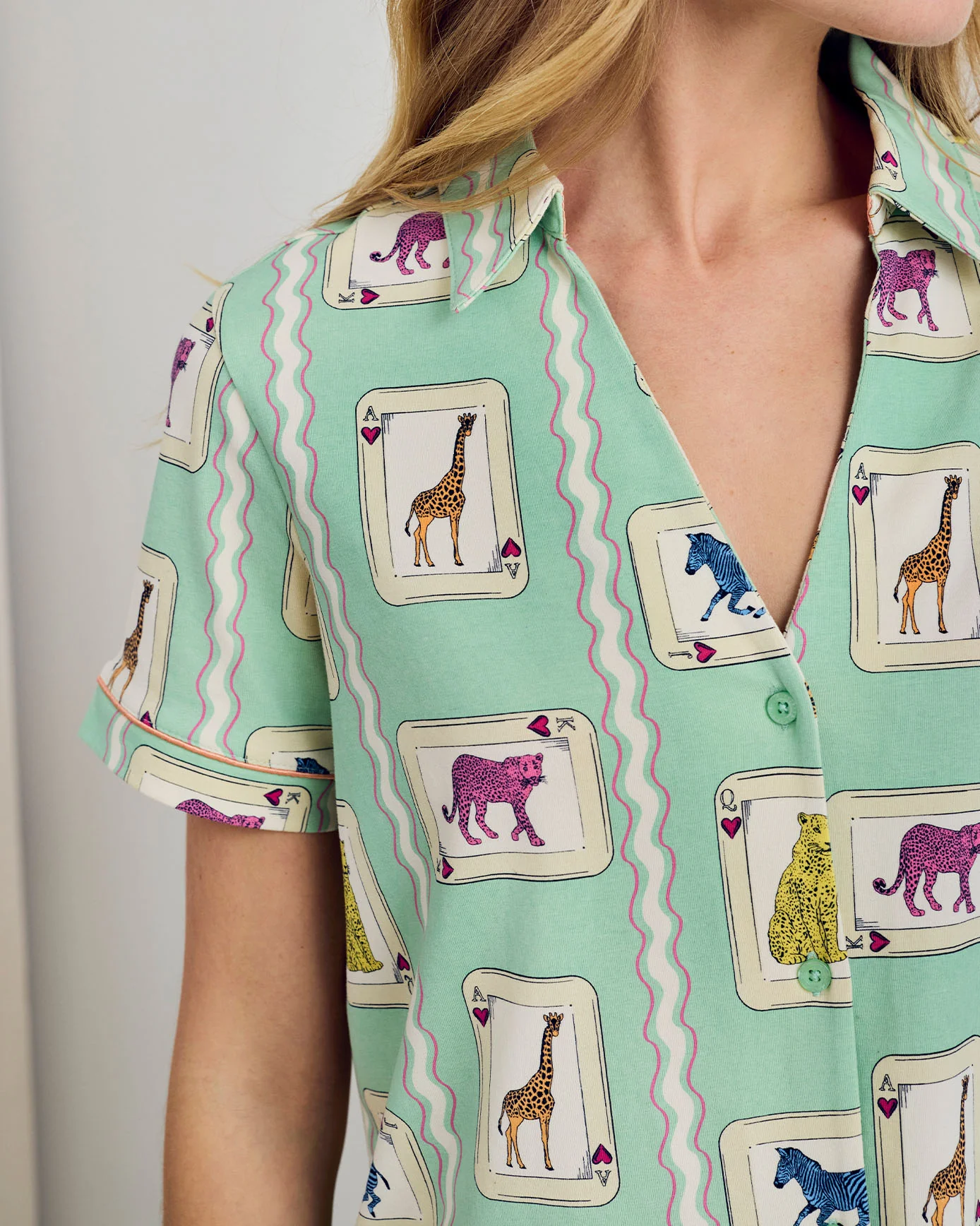 Organic Cotton Playing Card Animals Print Short Pyjama Set - Image 6