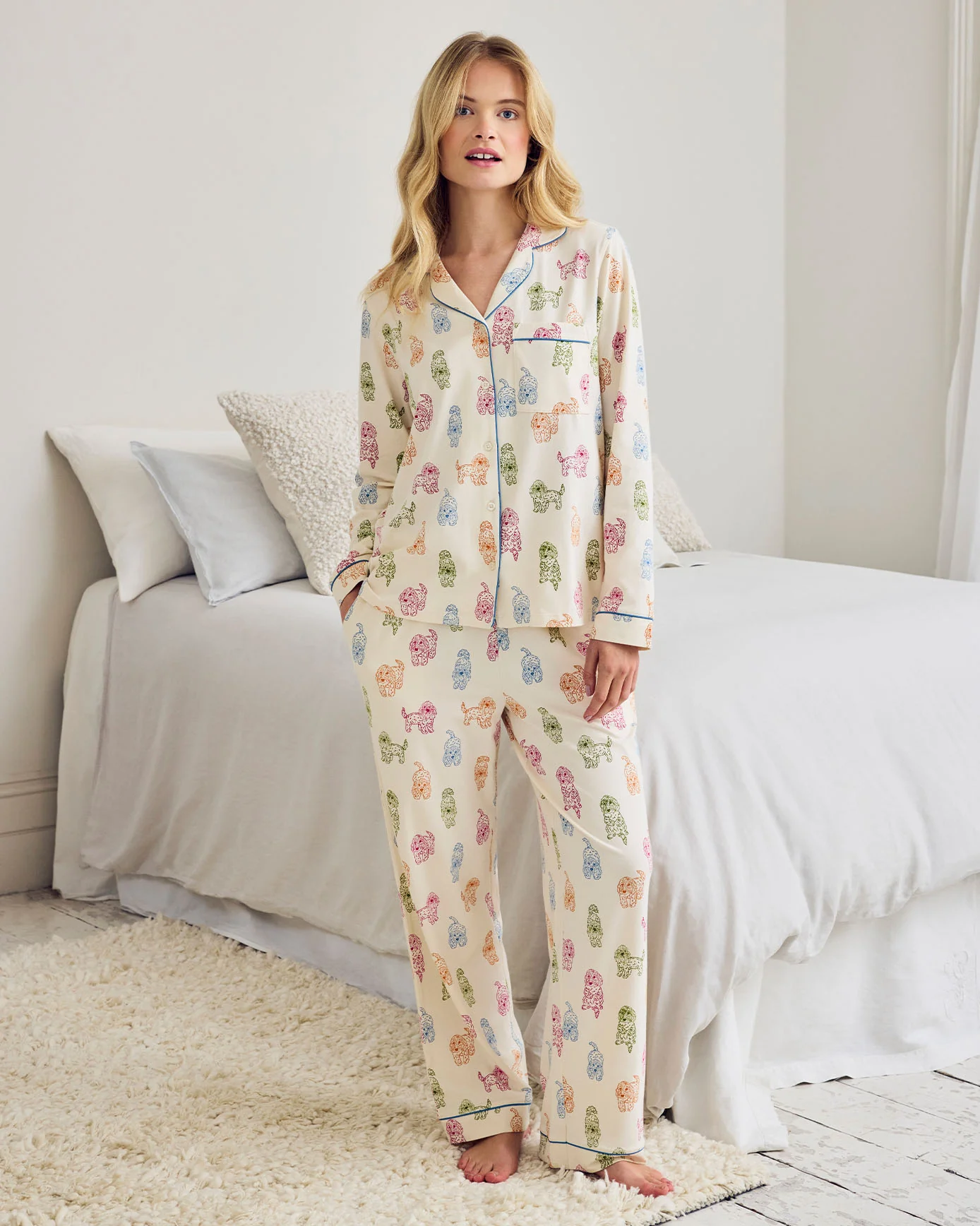 Organic Cotton Rainbow Cockapoo Print Long Pyjama Set