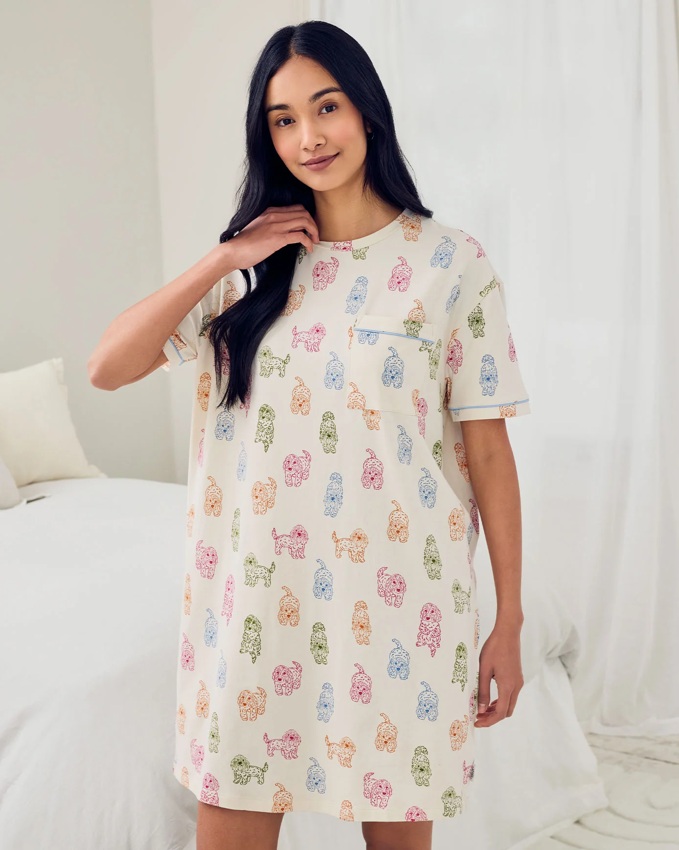 Organic Cotton Rainbow Cockapoo Print Nightshirt