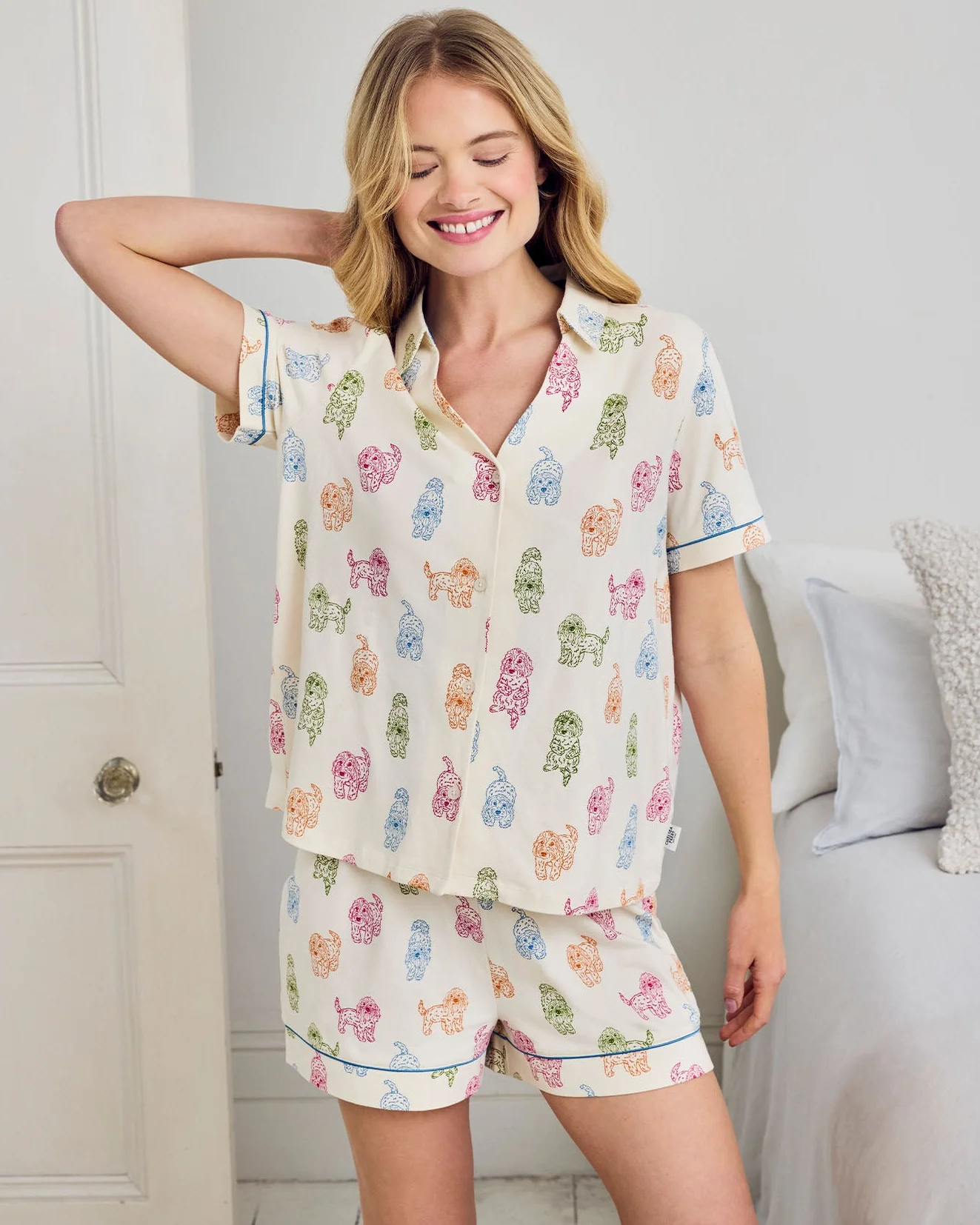 Organic Cotton Rainbow Cockapoo Print Short Pyjama Set