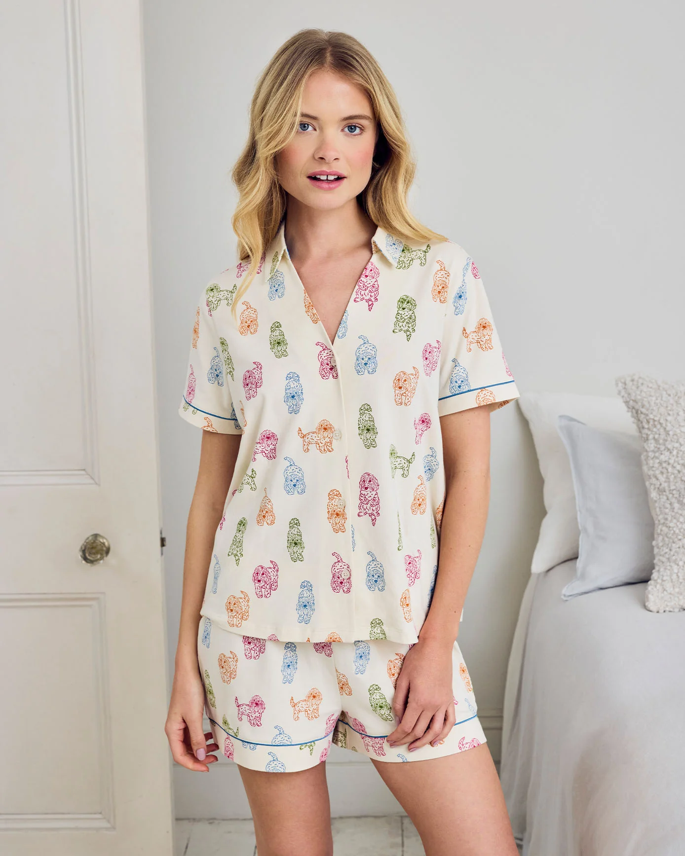 Organic Cotton Rainbow Cockapoo Print Short Pyjama Set - Image 2